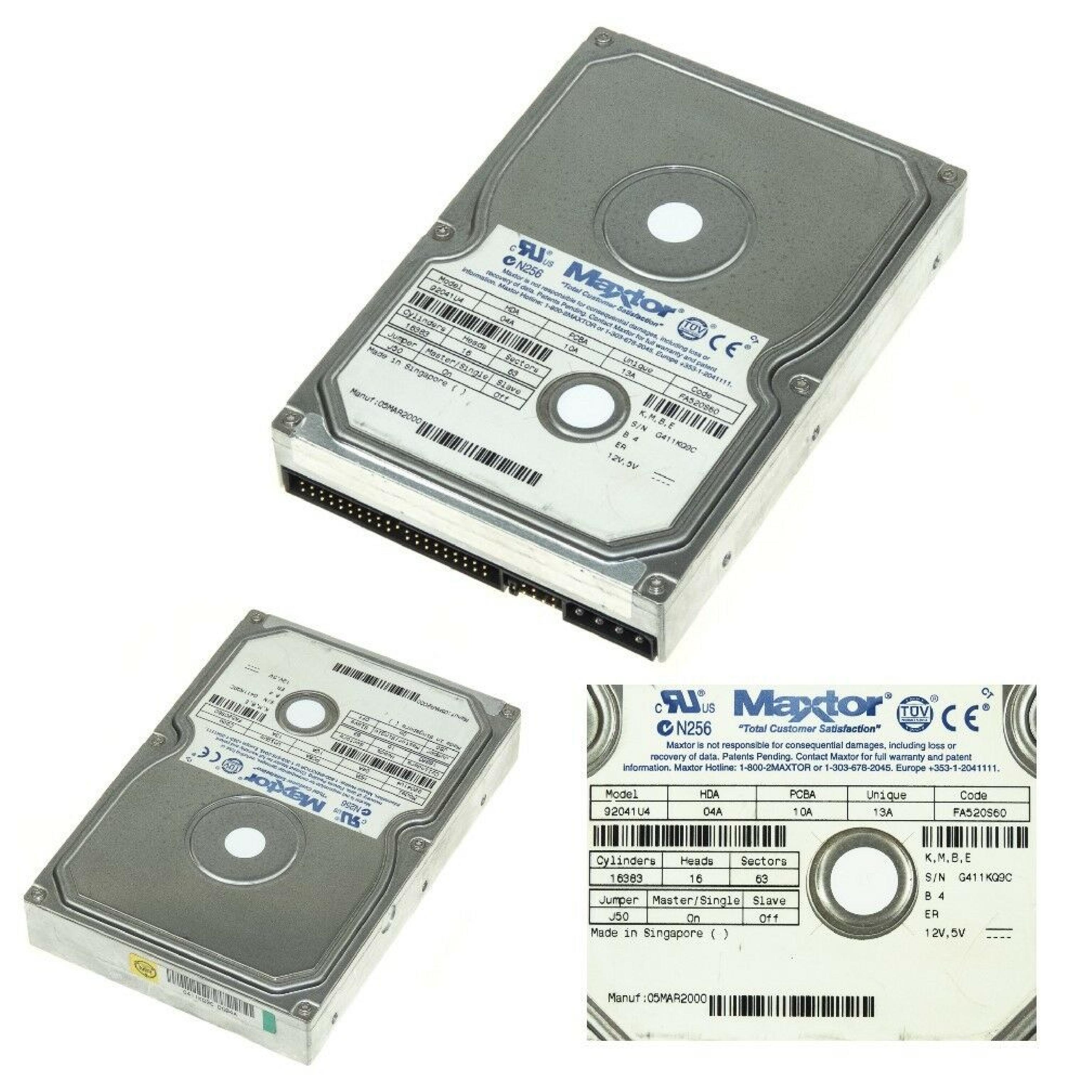 MAXTOR 92041U4 20GB IDE DRIVE HDA 04A PCBA 10A UNIQUE 13A CODE FA520S60