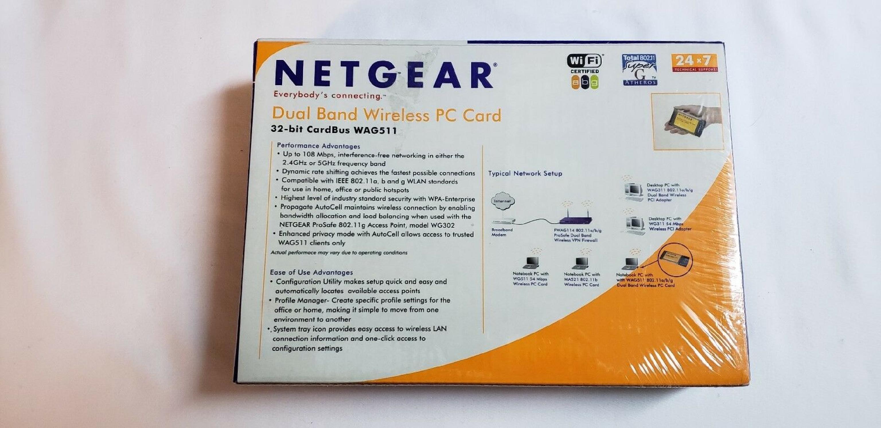 NETGEAR WAG511 PCMCIA NETWORD CARD FOR NOTEBOOK COMPUTER - PC CARD