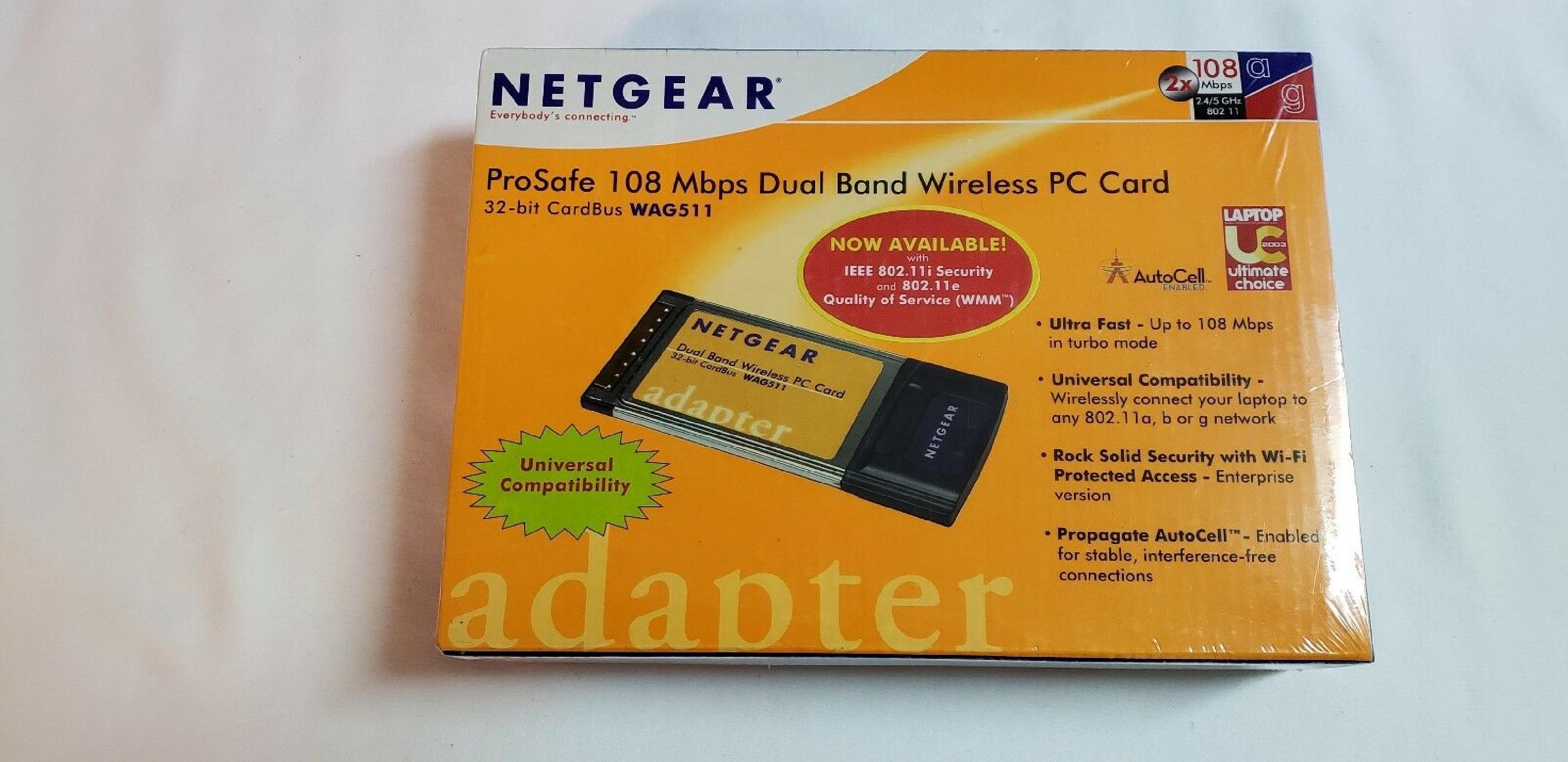 NETGEAR WAG511 PCMCIA NETWORD CARD FOR NOTEBOOK COMPUTER - PC CARD