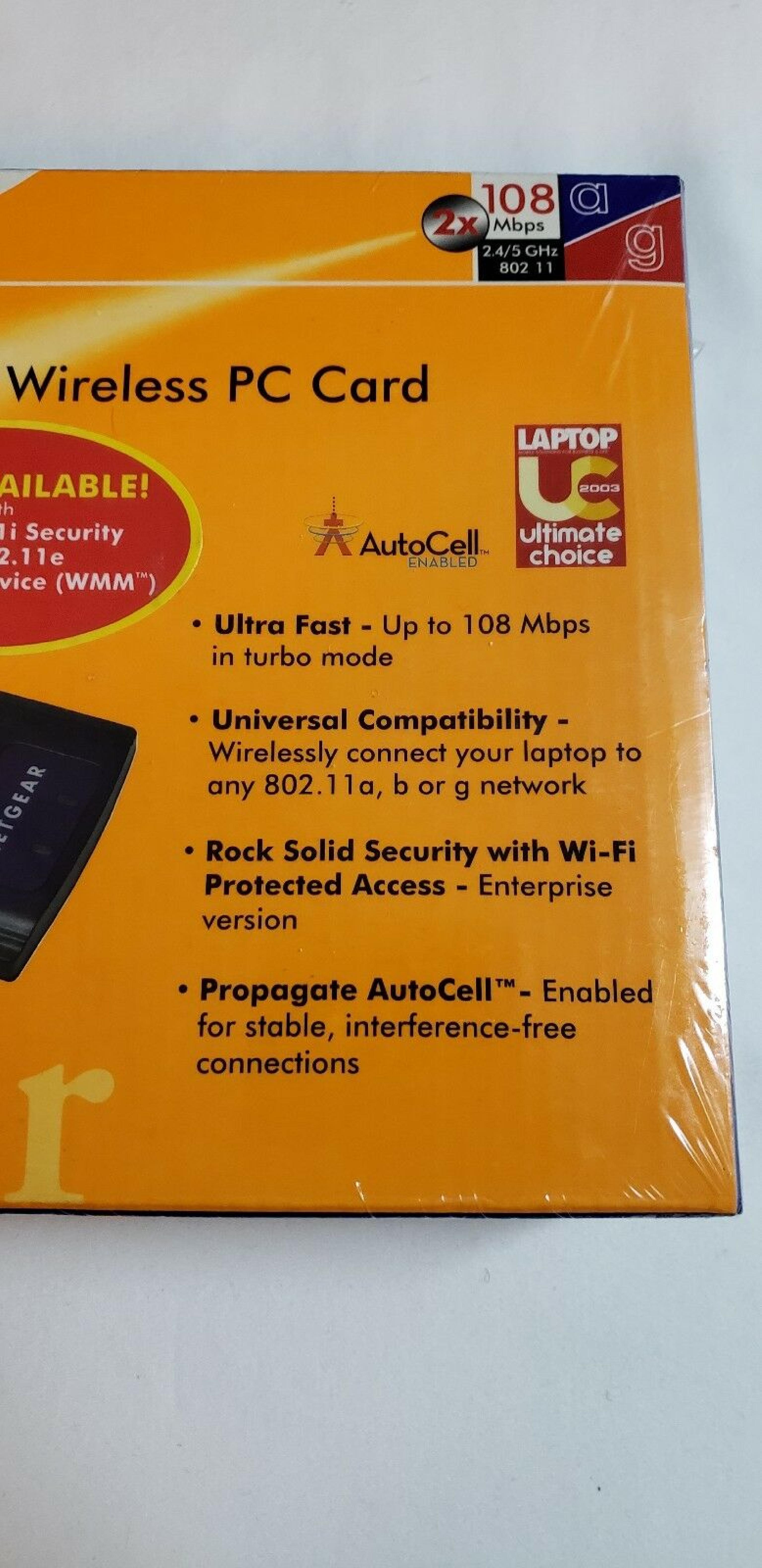 NETGEAR WAG511 PCMCIA NETWORD CARD FOR NOTEBOOK COMPUTER - PC CARD