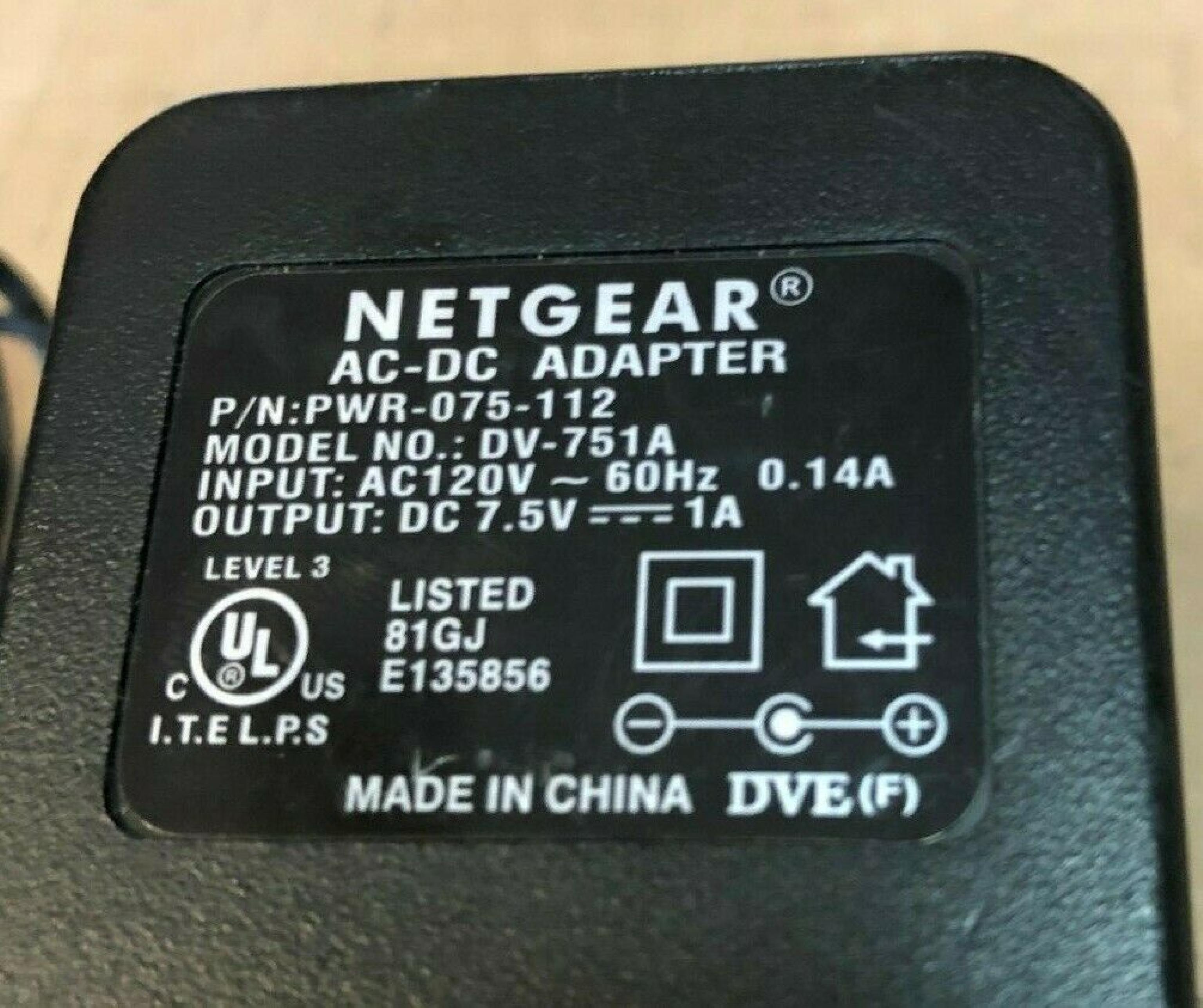 NETGEAR DV-751A POWER SUPPLY 12V DC 1.2AMP