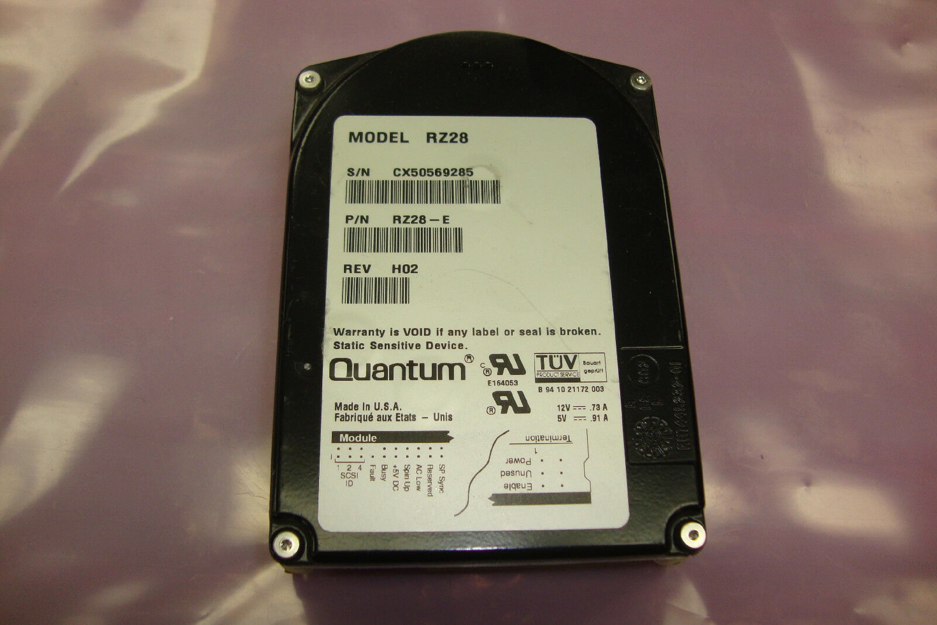 QUANTUM RZ28-E 3.5 INCH SCSI HARD DRIVE REV H02