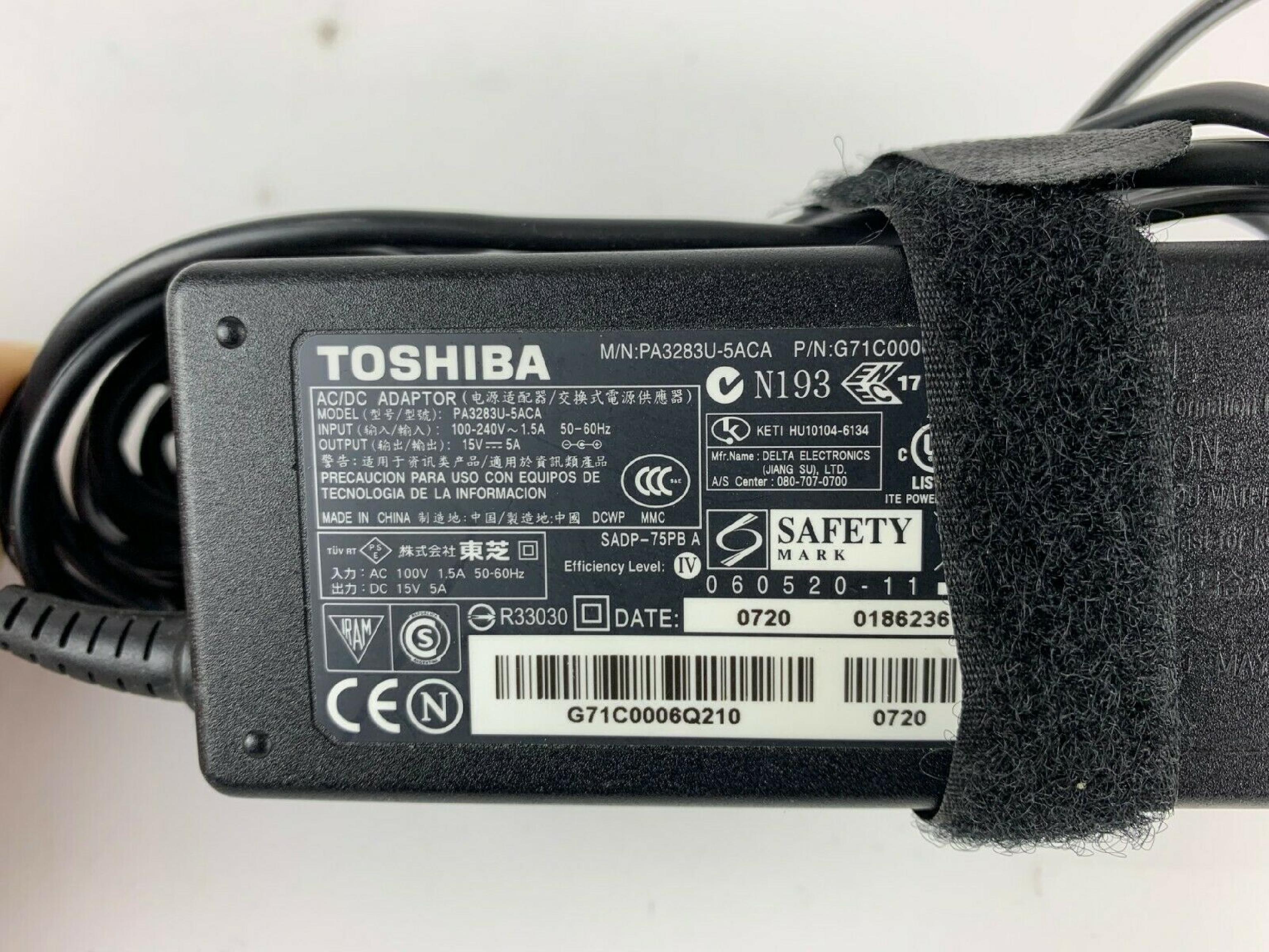 TOSHIBA G71C0006Q210 15VDC, 5A AC ADAPTER WITH BARREL CONNECTOR, O.D. - 6.5MM, I.D. - 3MM