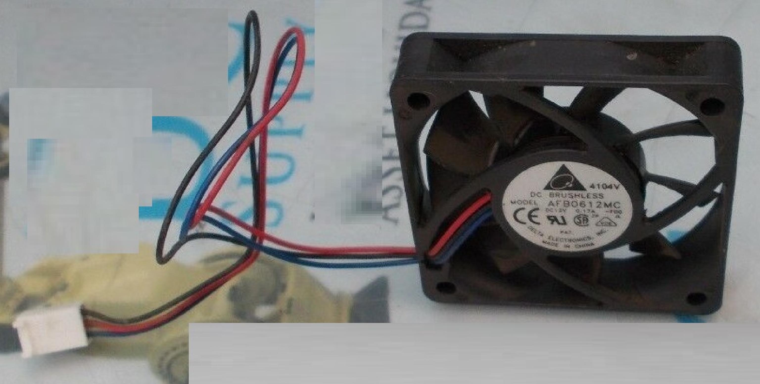 DELTA ELECTRONICS AFB0612MC FAN 12V DC 60MM BY 13MM 8INCH 3WIRE CABLE WITH 3PIN CONNECTOR 60X60X25MM 2WIRE 4INCH 2PIN