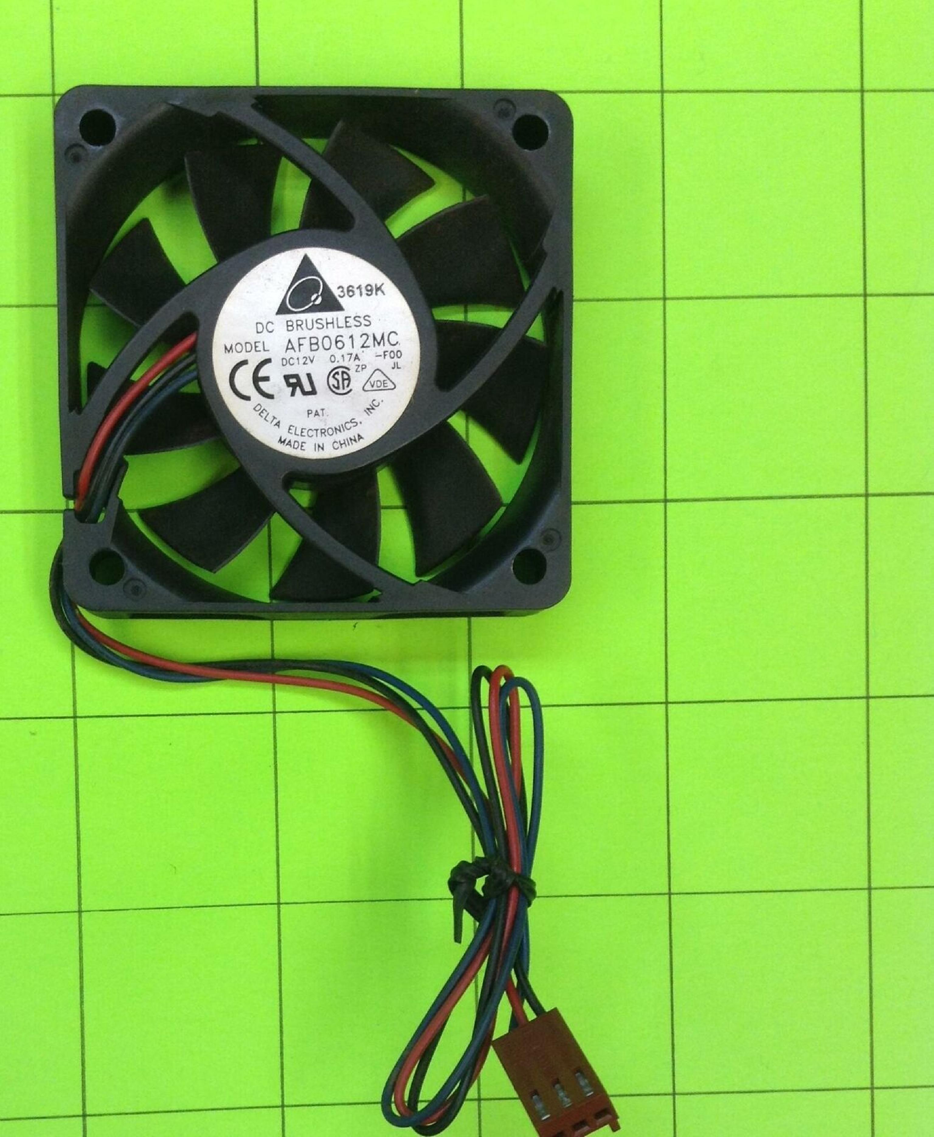 DELTA ELECTRONICS AFB0612MC FAN 12V DC 60MM BY 13MM 8INCH 3WIRE CABLE WITH 3PIN CONNECTOR 60X60X25MM 2WIRE 4INCH 2PIN