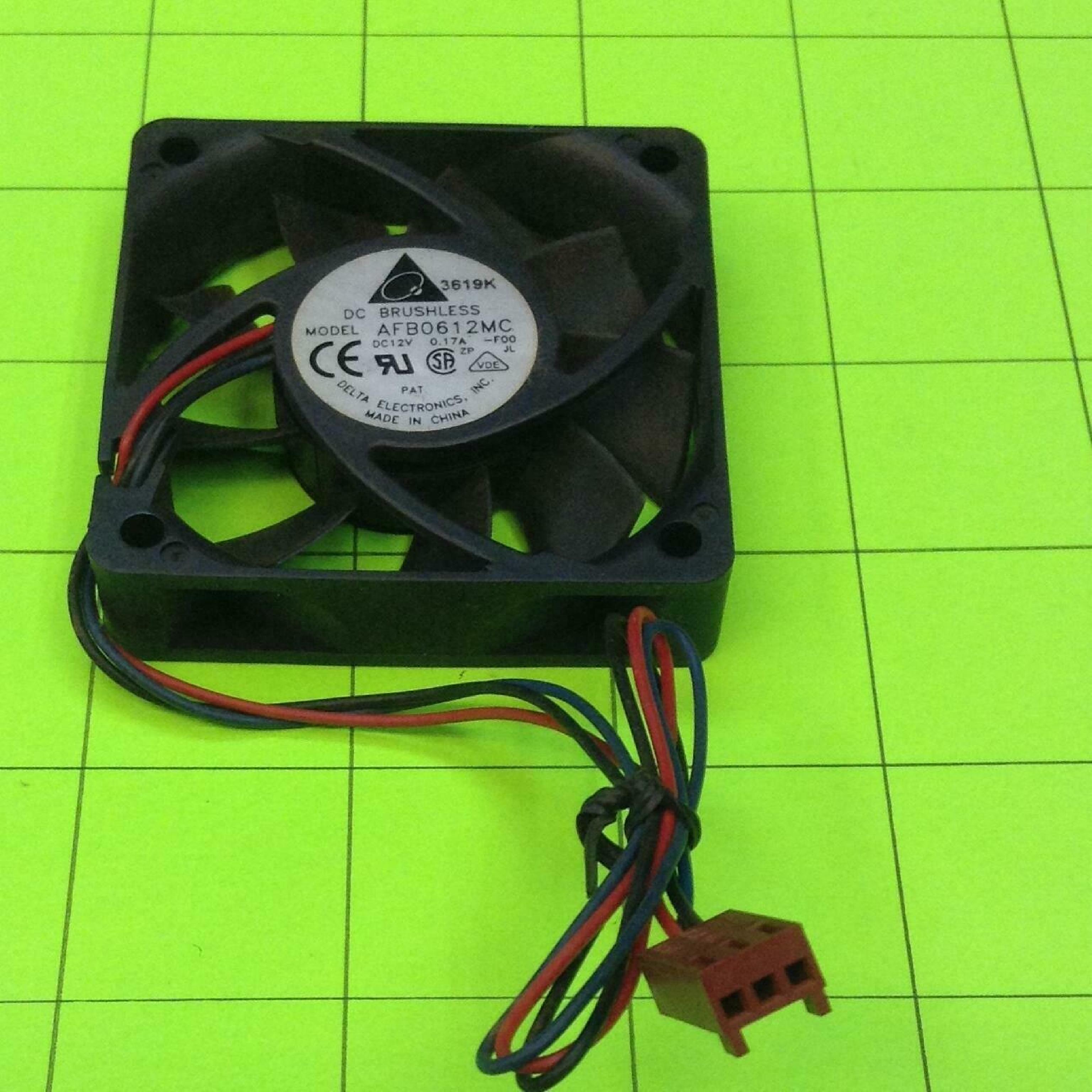 DELTA ELECTRONICS AFB0612MC FAN 12V DC 60MM BY 13MM 8INCH 3WIRE CABLE WITH 3PIN CONNECTOR 60X60X25MM 2WIRE 4INCH 2PIN