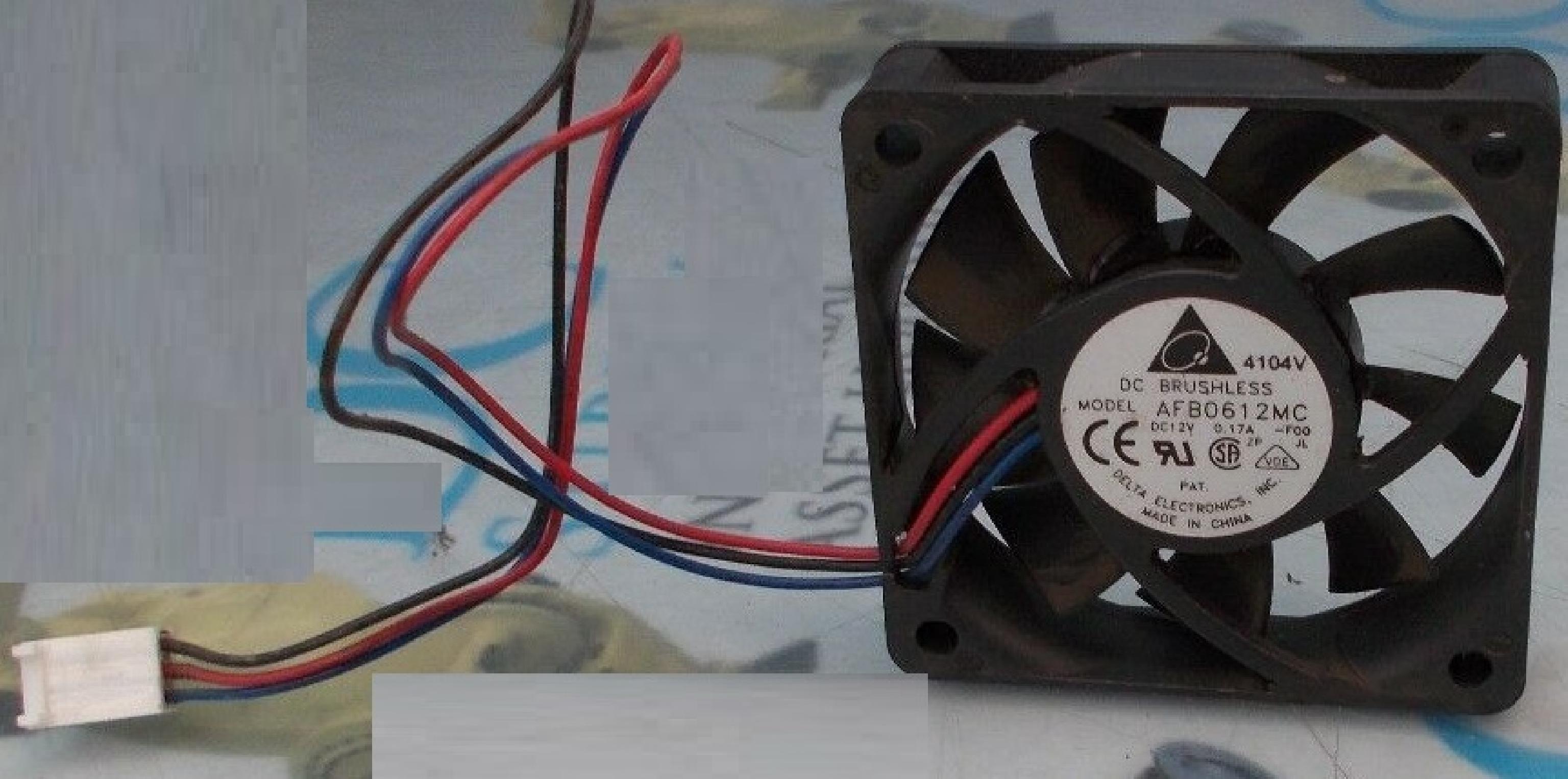 DELTA ELECTRONICS AFB0612MC FAN 12V DC 60MM BY 13MM 8INCH 3WIRE CABLE WITH 3PIN CONNECTOR 60X60X25MM 2WIRE 4INCH 2PIN