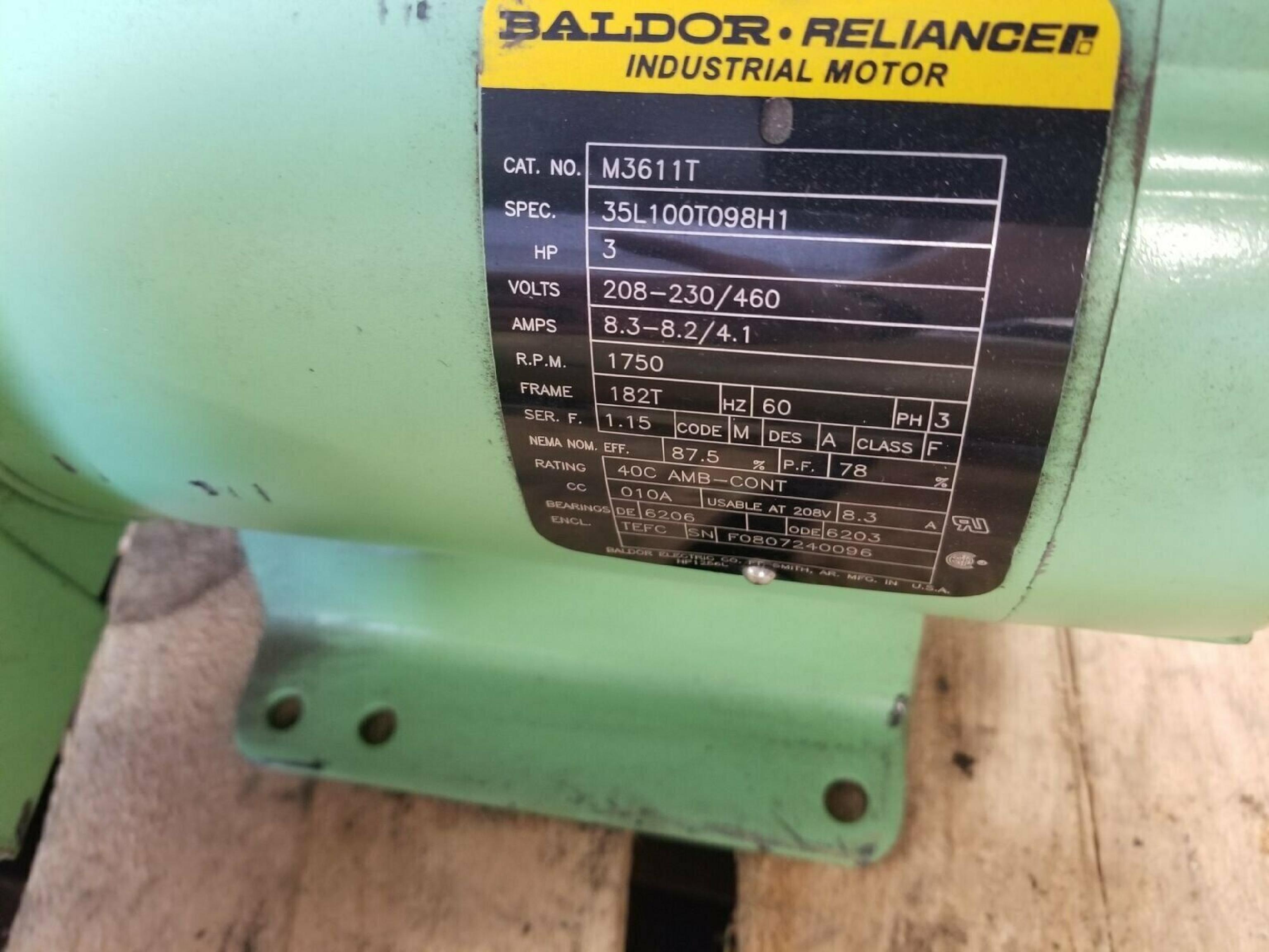 BALDOR M3611T THREE PHASE INDUSTRIAL MOTOR 1725RPM 60HZ 5HP