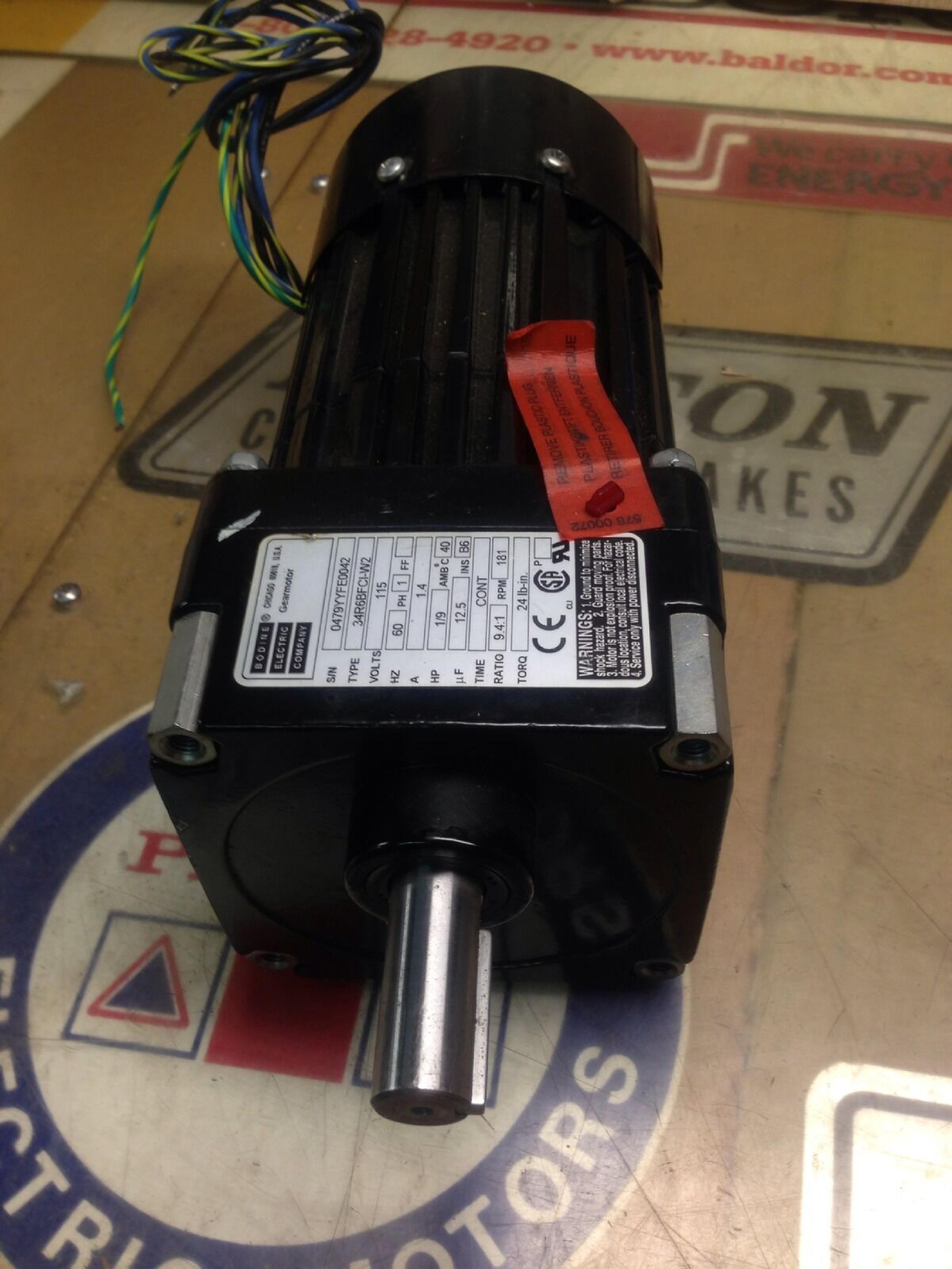 BODINE 34R6BFCI-W2 115VAC 1.4A MOTOR60HZ 1/9HP INS B3 36LB-IN 123RPM 13.81:1 MOTOR 60HZ B6