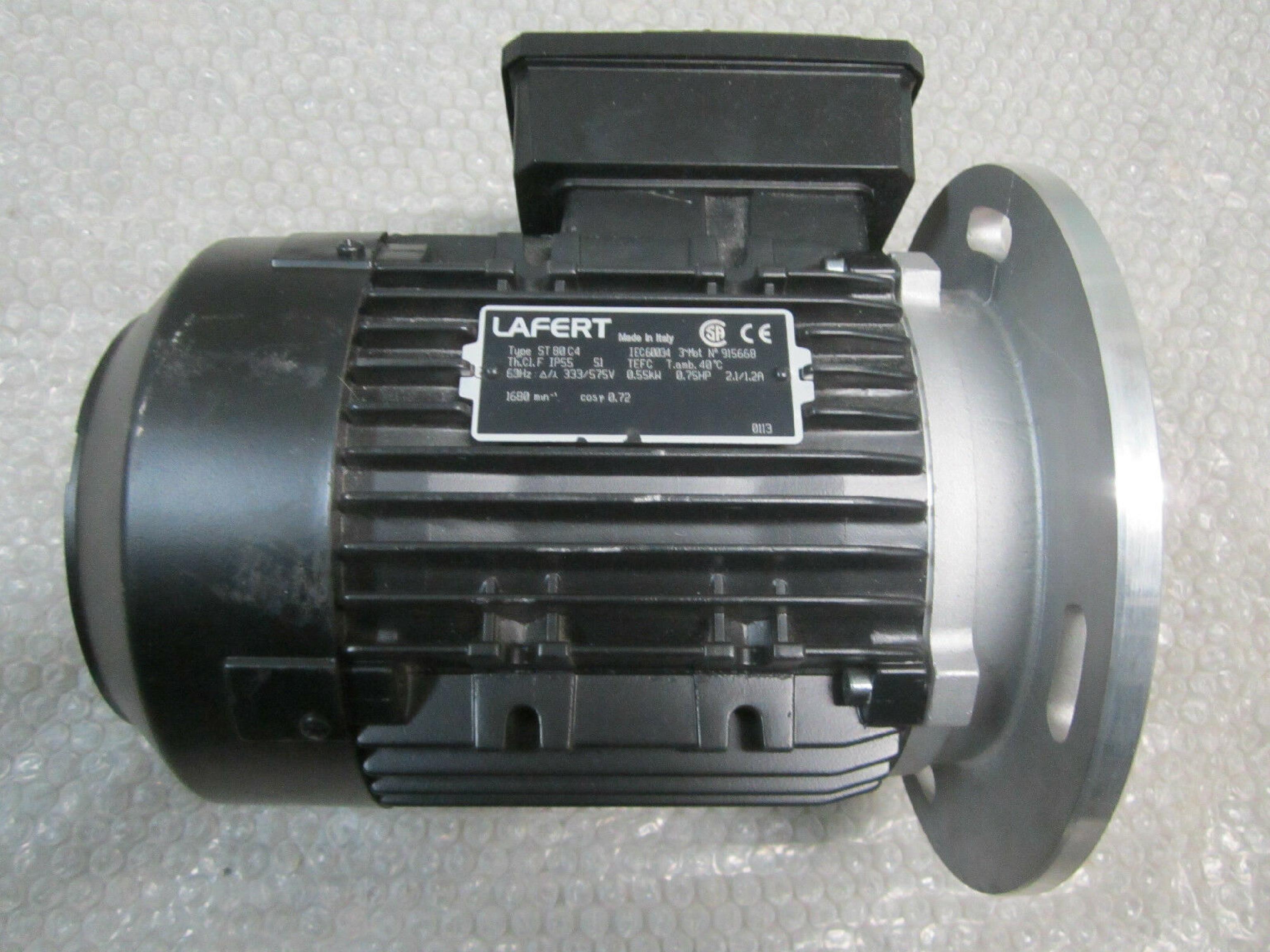 LAFERT ST80C4 120/208VAC 5.2/3.0A MOTOR 60HZ 0.55KW 0.75HP BENT FAN BAFFLE