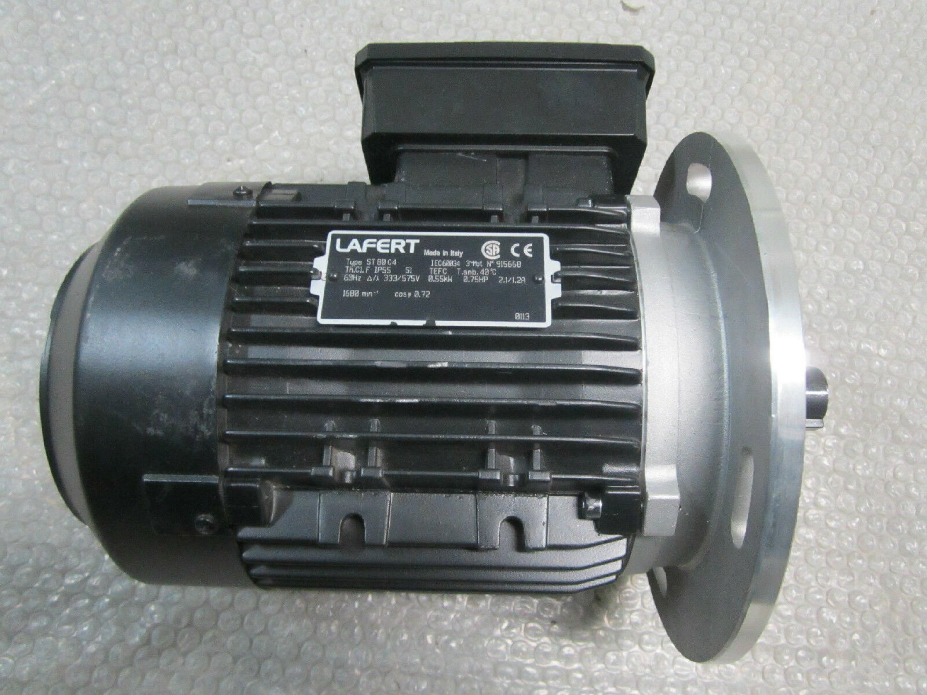 LAFERT ST80C4 120/208VAC 5.2/3.0A MOTOR 60HZ 0.55KW 0.75HP BENT FAN BAFFLE