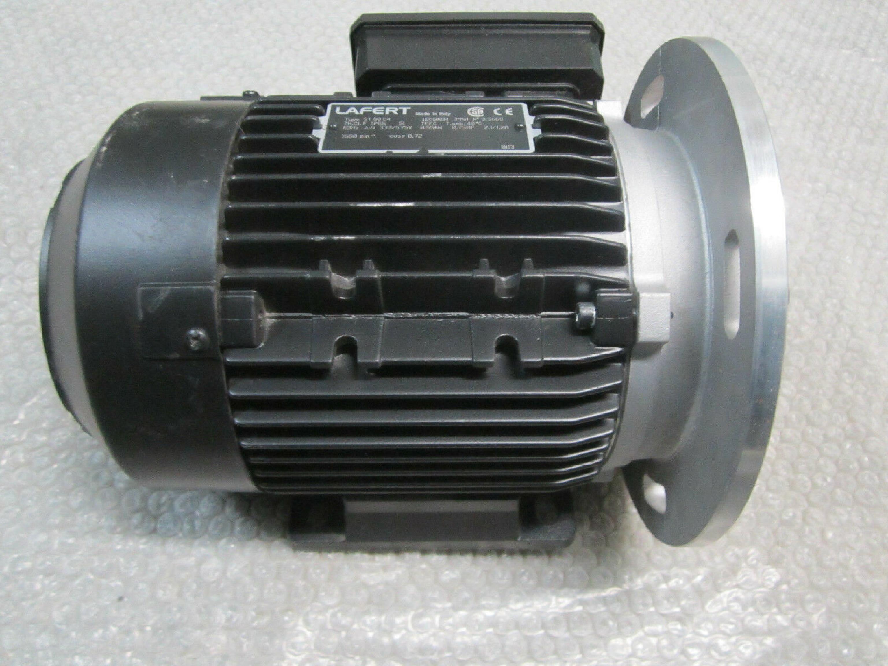 LAFERT ST80C4 120/208VAC 5.2/3.0A MOTOR 60HZ 0.55KW 0.75HP BENT FAN BAFFLE