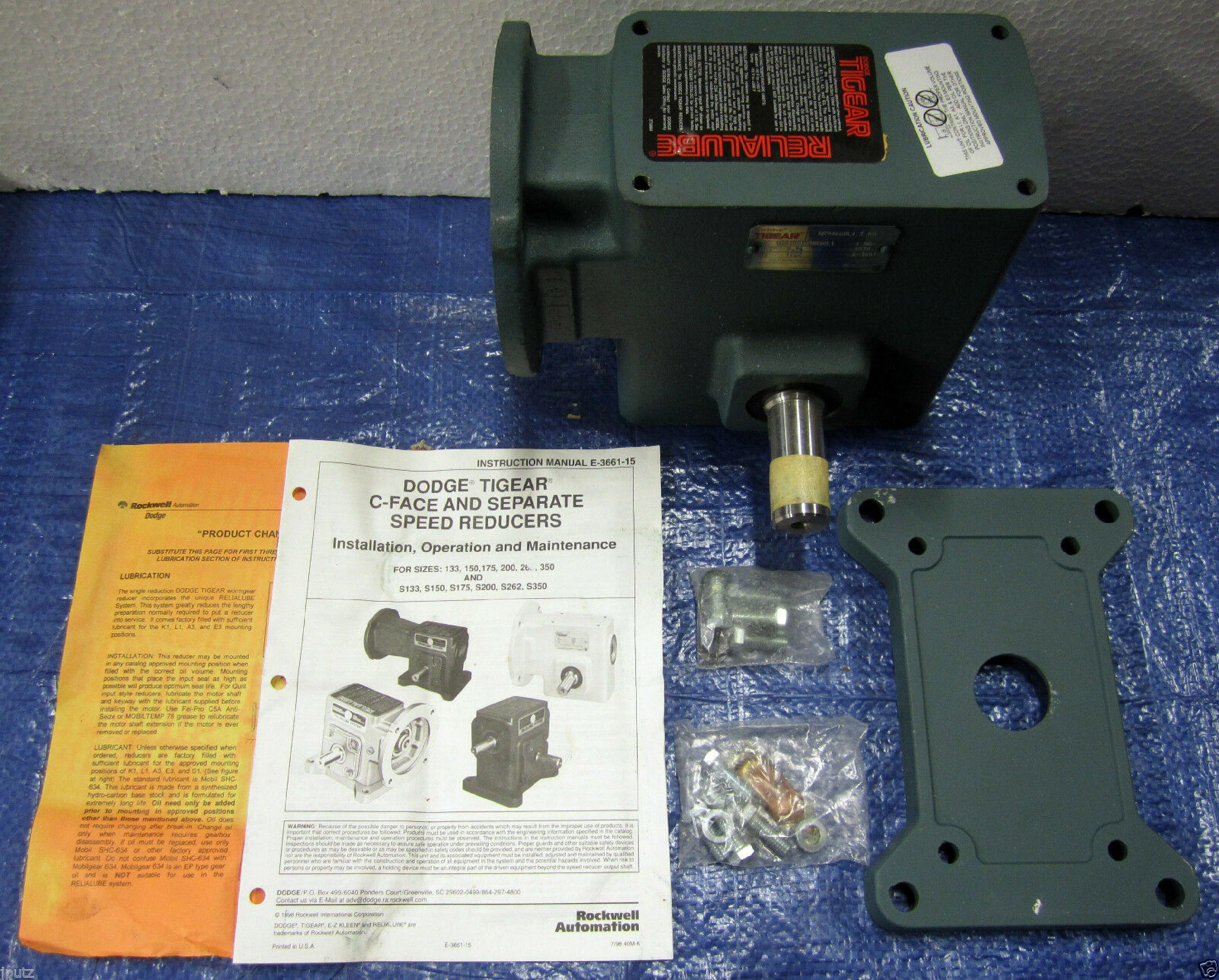 TIGEAR DODGE MR94668L1 GEAR REDUCER SIZE RATIO 56/262-15 MAX INPUT HP 2.24 OUTPUT TORQUE 1030 INPUT R.P.M. 1750