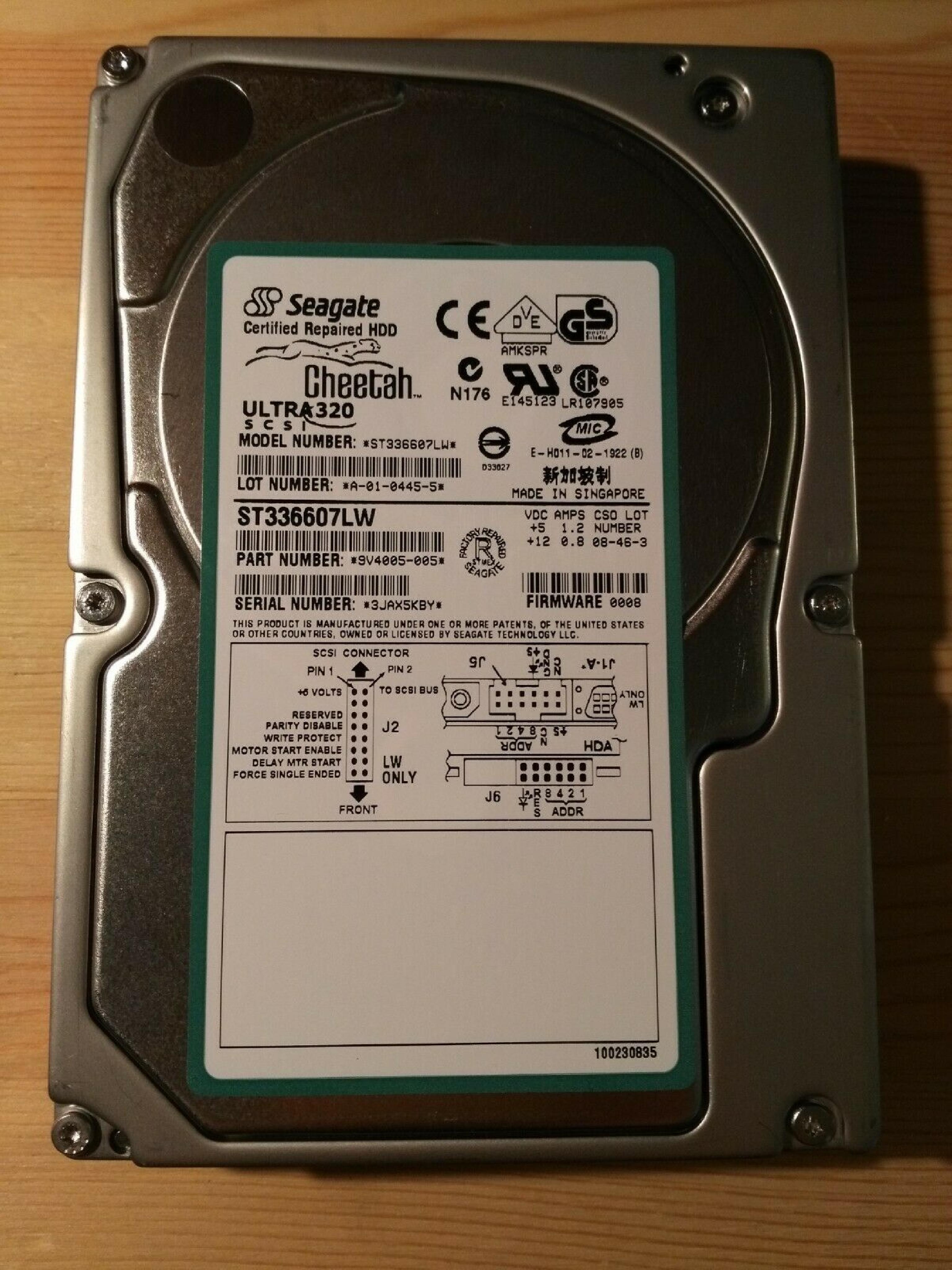 SEAGATE ST336607LW 36GB ULTRA 160 SCSI DRIVE, FIRMWARE 6D03