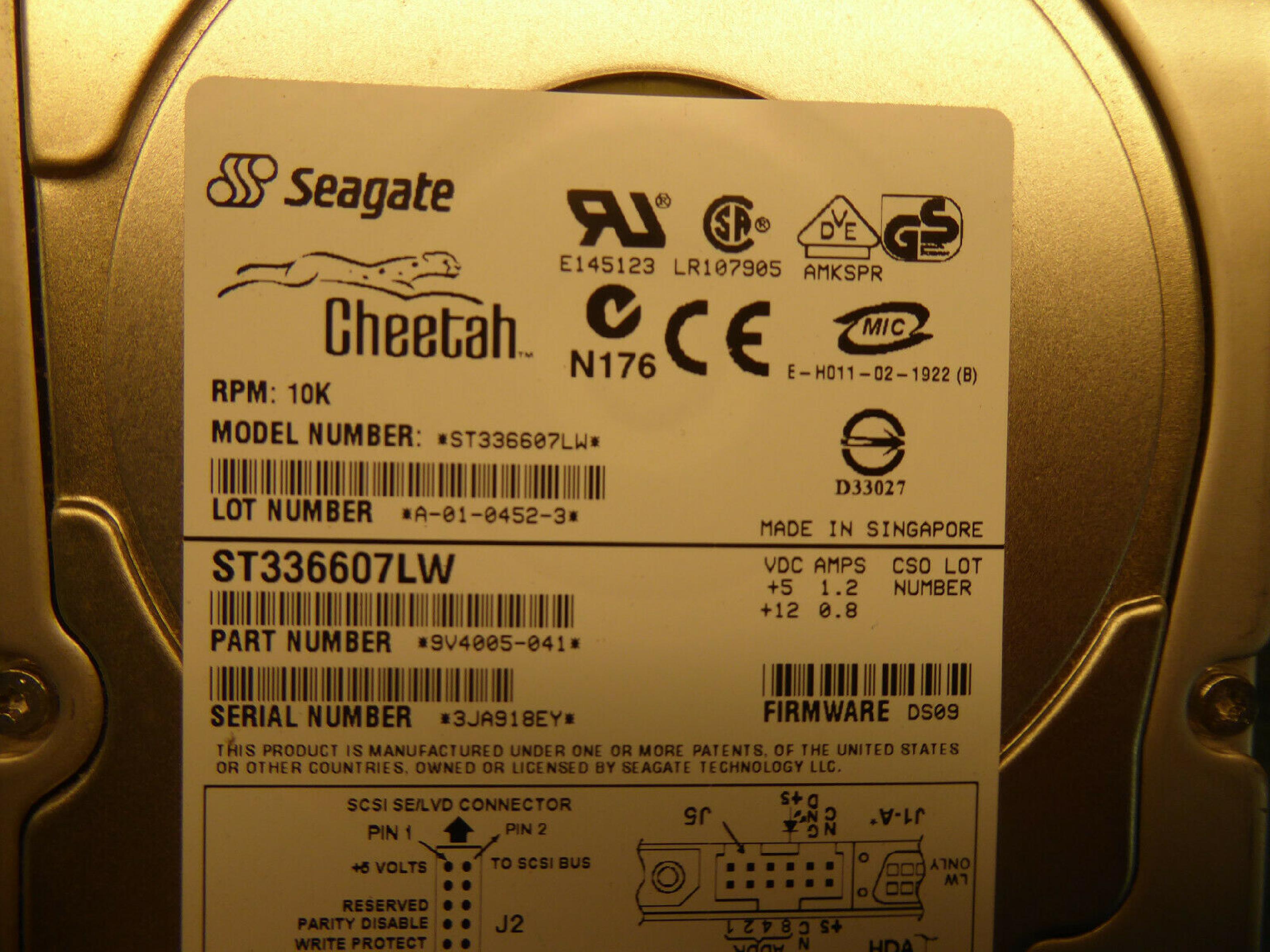 SEAGATE ST336607LW 36GB ULTRA 160 SCSI DRIVE, FIRMWARE 6D03