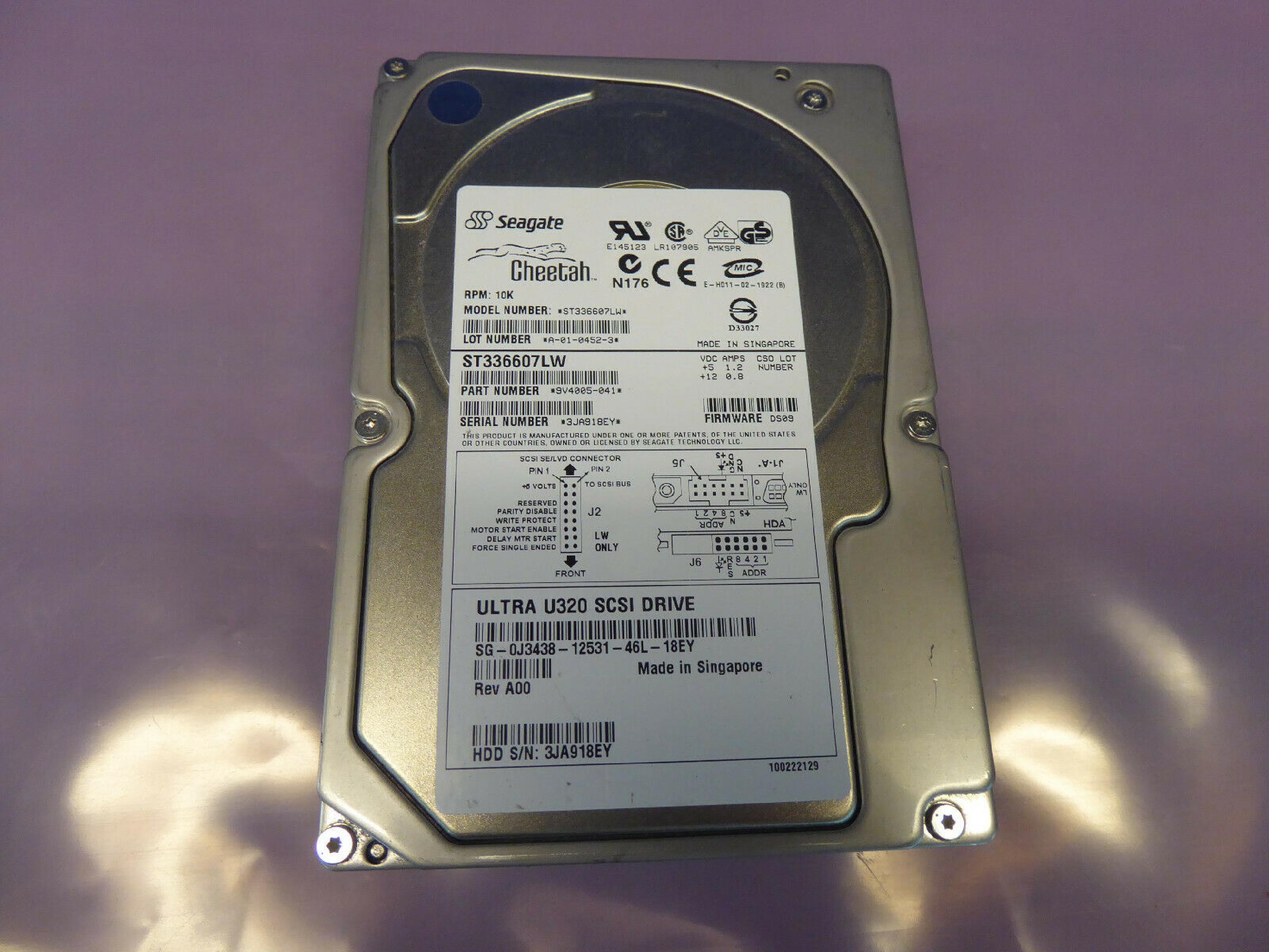 SEAGATE ST336607LW 36GB ULTRA 160 SCSI DRIVE, FIRMWARE 6D03