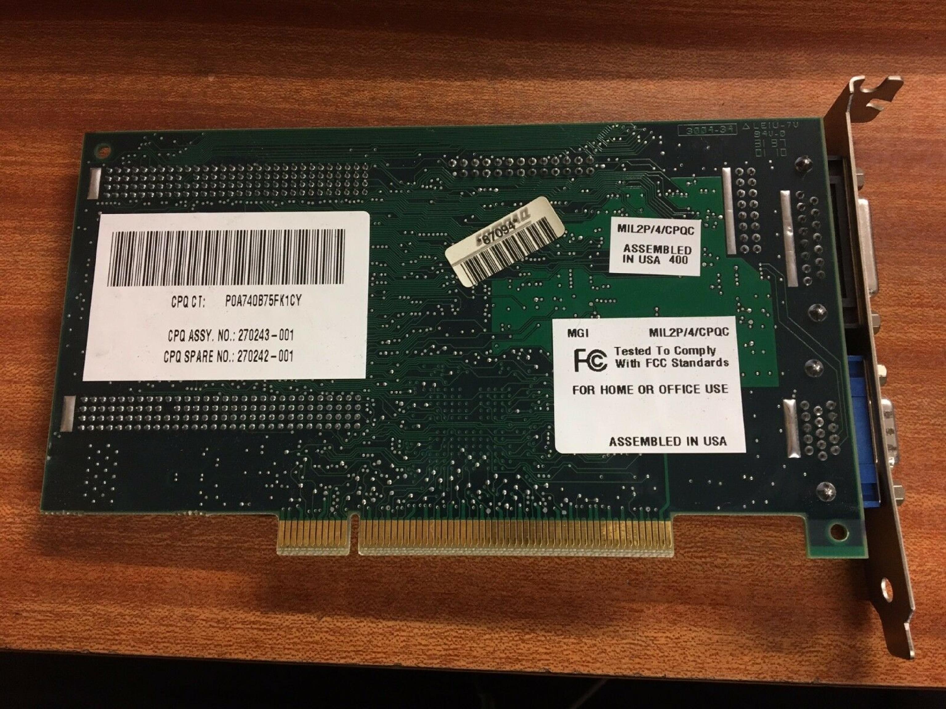 MATROX MIL2P/4/CPQC 4MB PCI VIDEO CARD TPV3026 MGA-2164WP-C