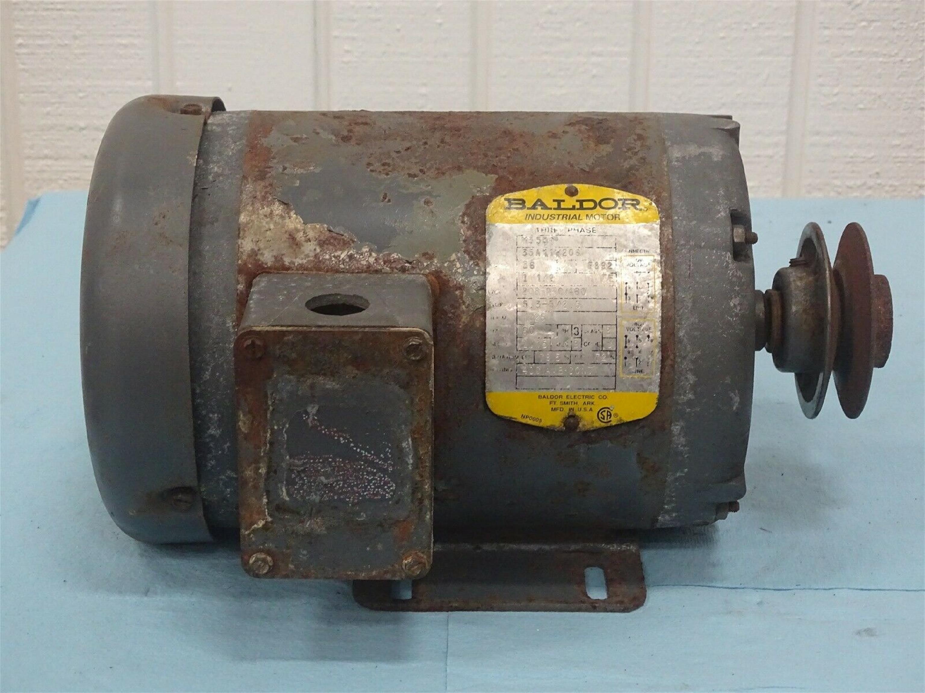 BALDOR M3554 3 PHASE INDUSTRIAL MOTOR; 1.5 HP; 1725 RPM; 208-230/460V; 60HZ; 5.3-5/2.5A;FRAME-56