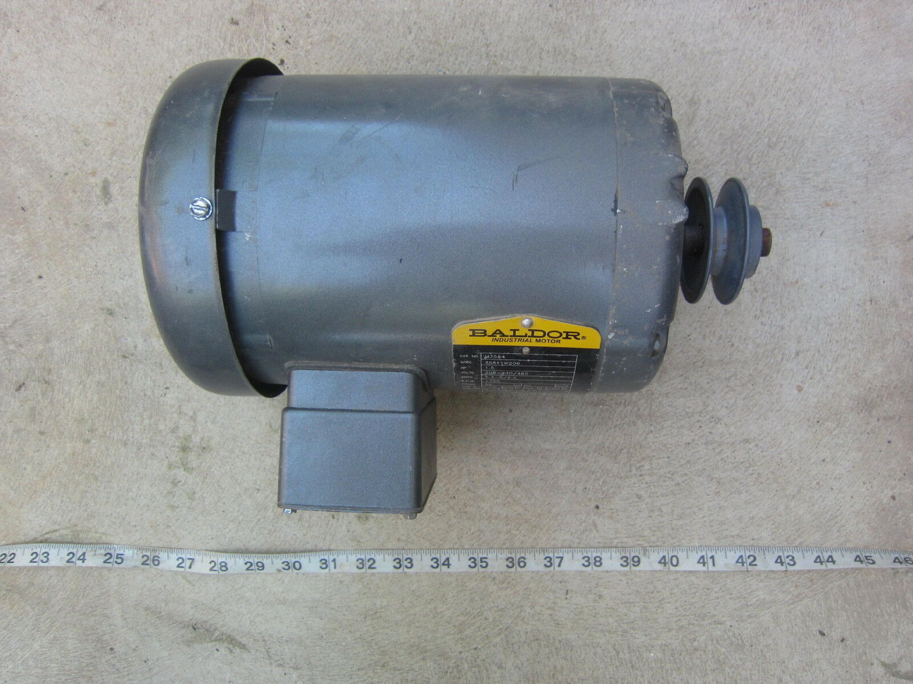 BALDOR M3554 3 PHASE INDUSTRIAL MOTOR; 1.5 HP; 1725 RPM; 208-230/460V; 60HZ; 5.3-5/2.5A;FRAME-56