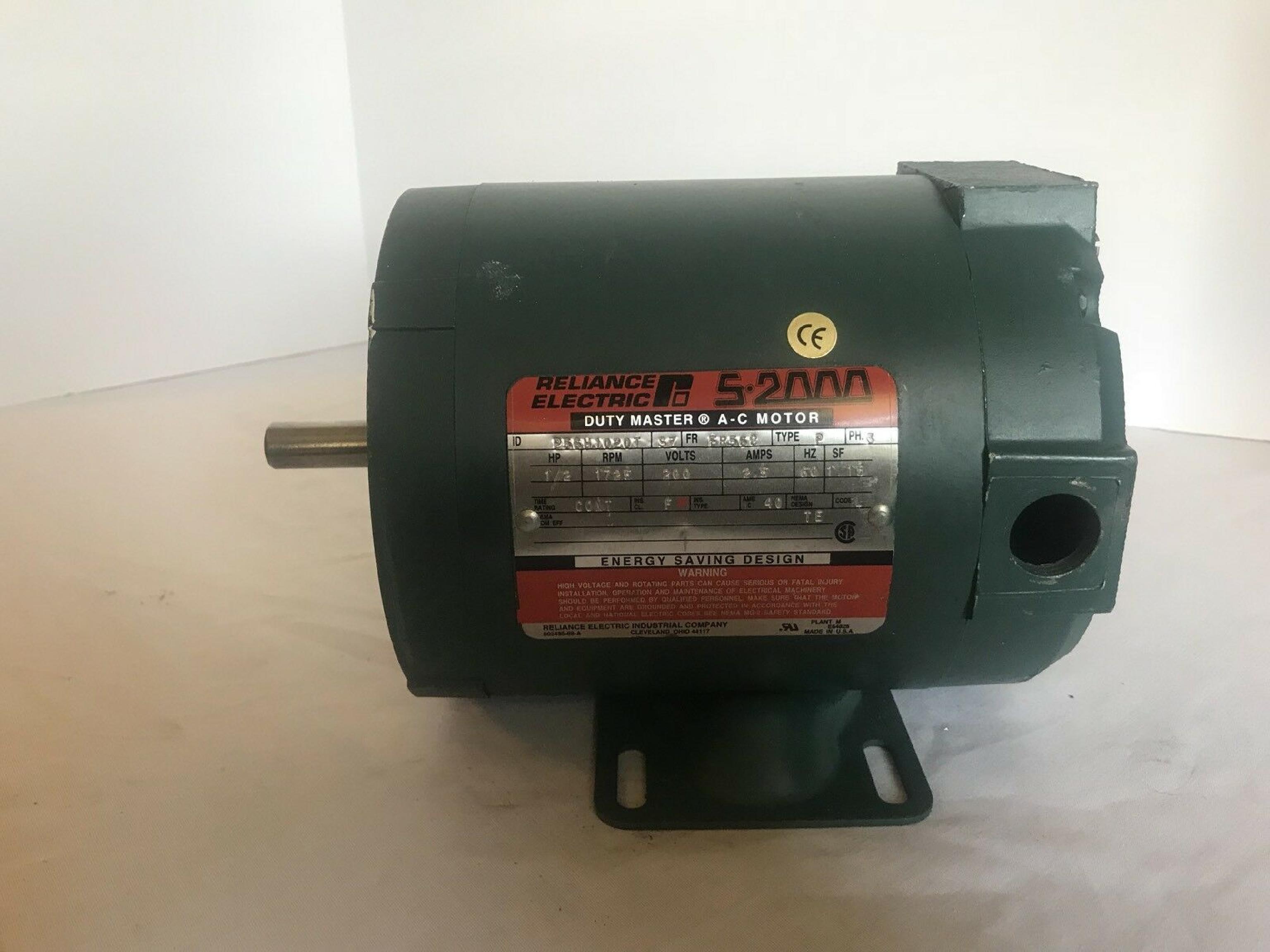 RELIANCE ELECTRIC P56H1020T 200VAC MOTOR; .5 HP; 1725 RPM; 2.5A; FRAME - FR56C; CONTINUOUS DUTY