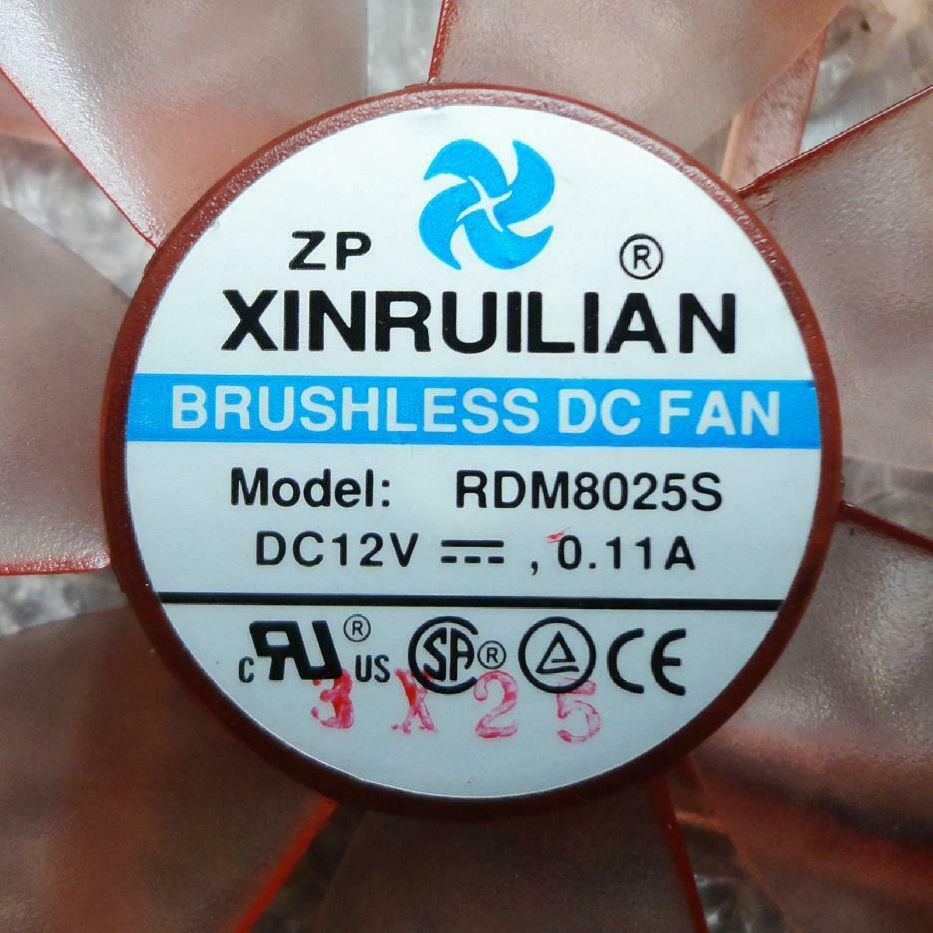 XINRUILIAN RDM8025S FAN 12VDC .11A 80MM BY 15MM 2WIRES WITH CUT CONNECTOR