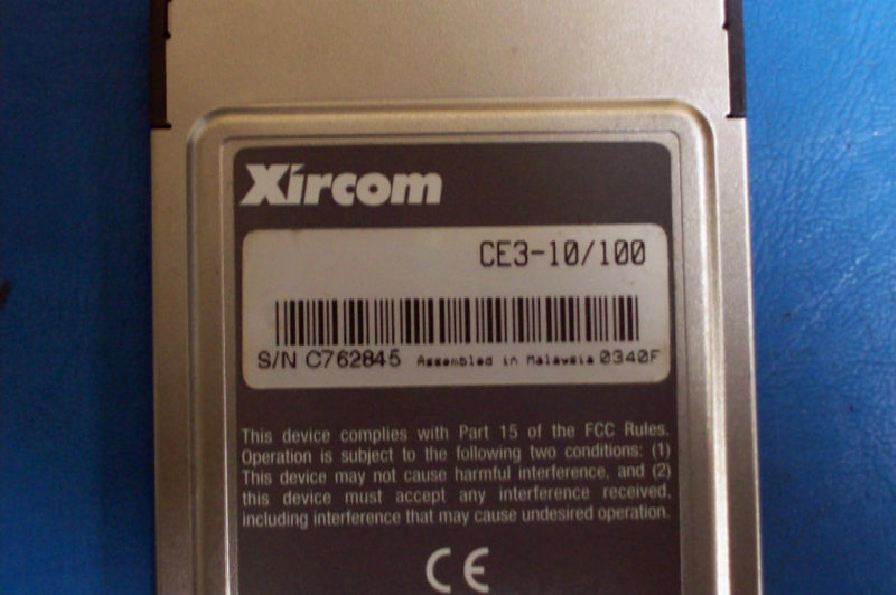 XIRCOM CE3-10/100 PCMCIA 10.100 ETHERNET NIC WITH DONGLE