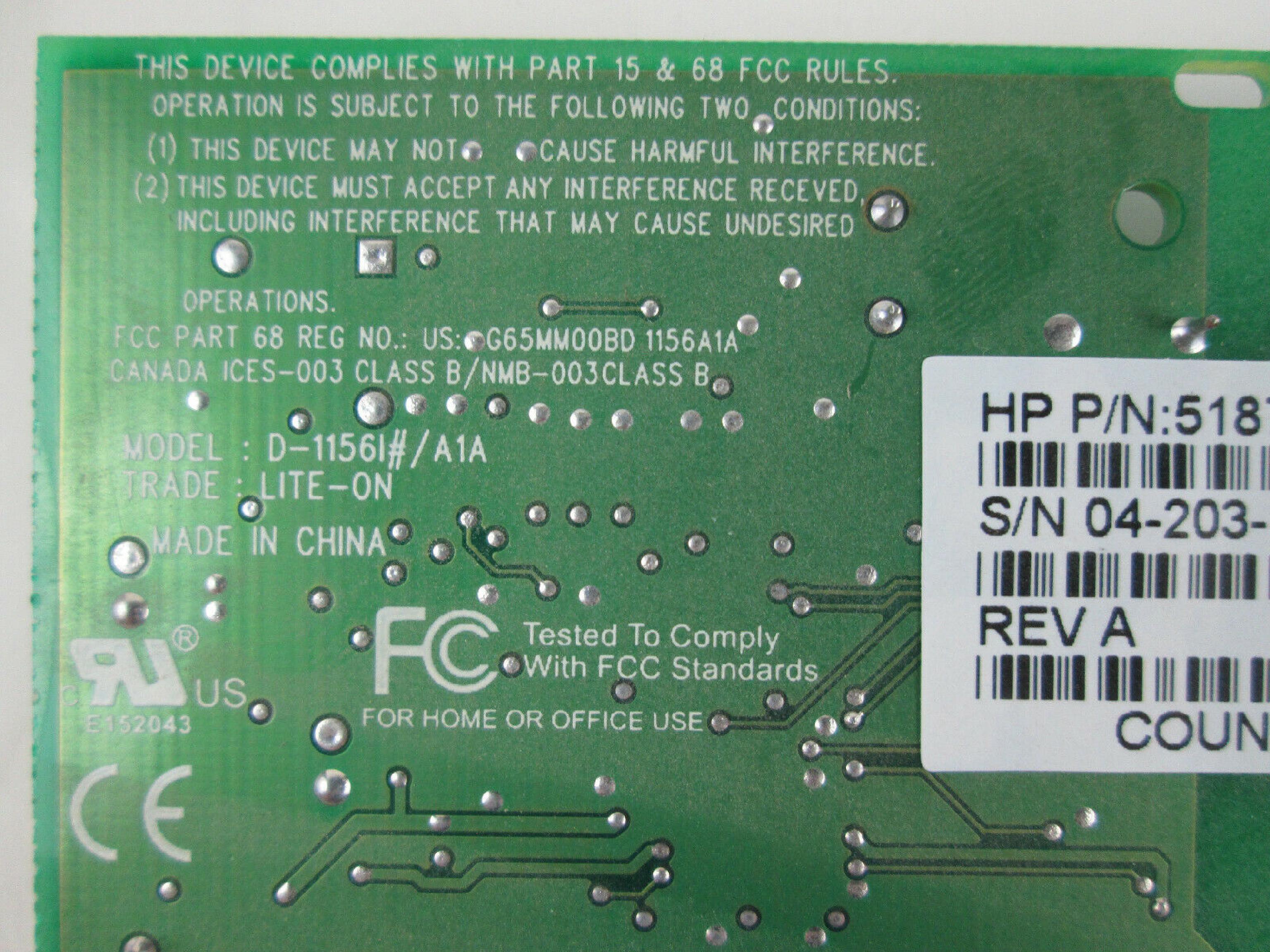 AGERE D-1156I#/A1A PCI MODEM