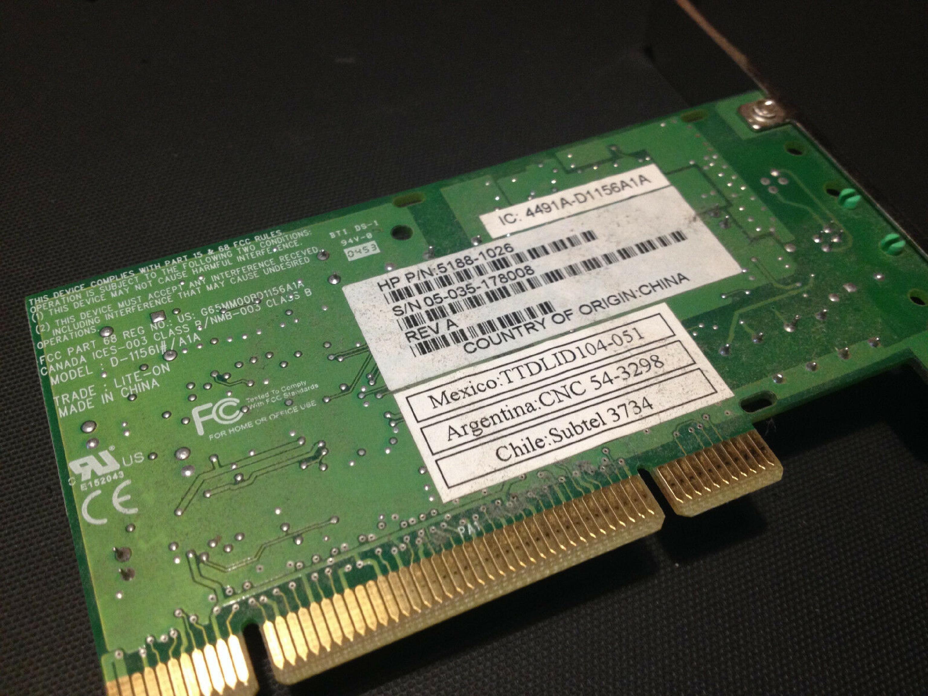 AGERE D-1156I#/A1A PCI MODEM