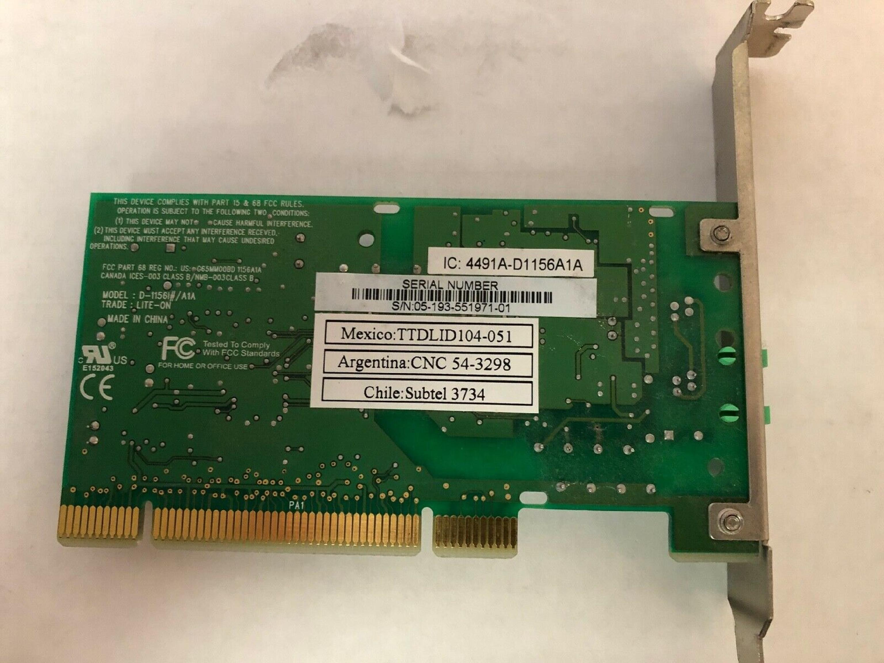 AGERE D-1156I#/A1A PCI MODEM