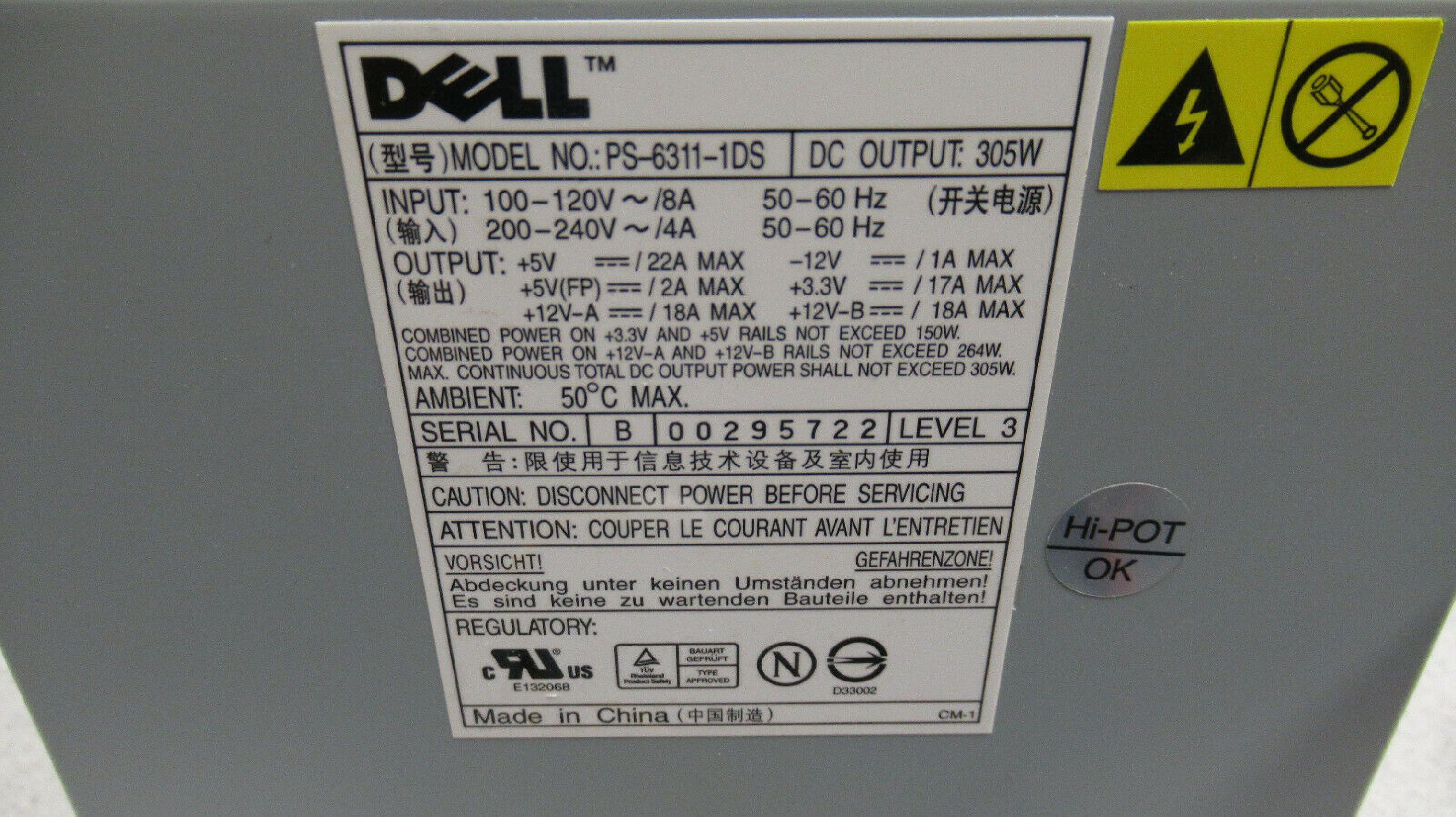 DELL 0Y2103 305W POWER SUPPLY