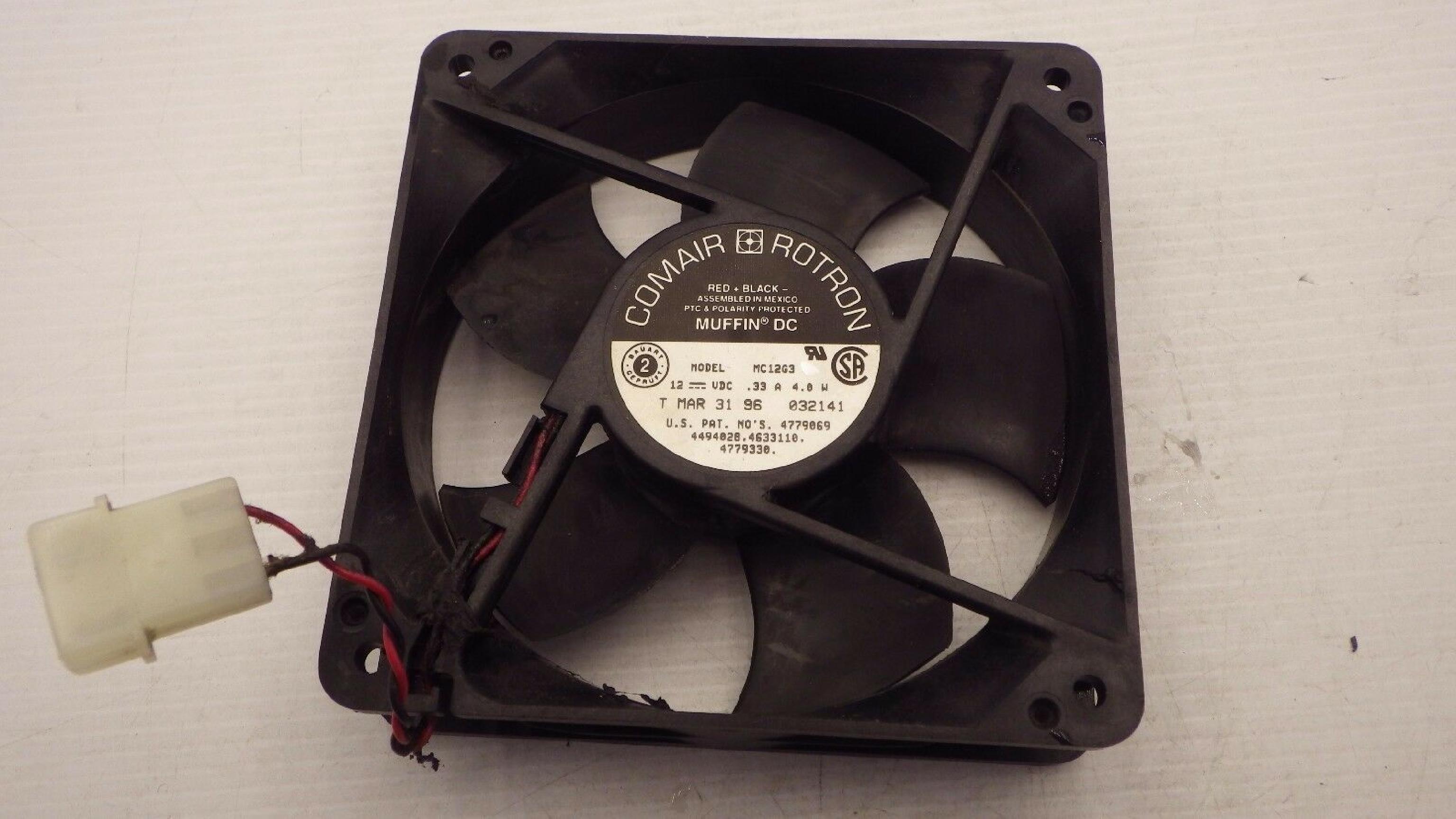 COMAIR ROTRON / EG&G ROTRON MC12G3 FAN DC 12V .33A 4W 119MM BY 32MM 2WIRE CABLE WITH CUT ENDS 12VDC 119M