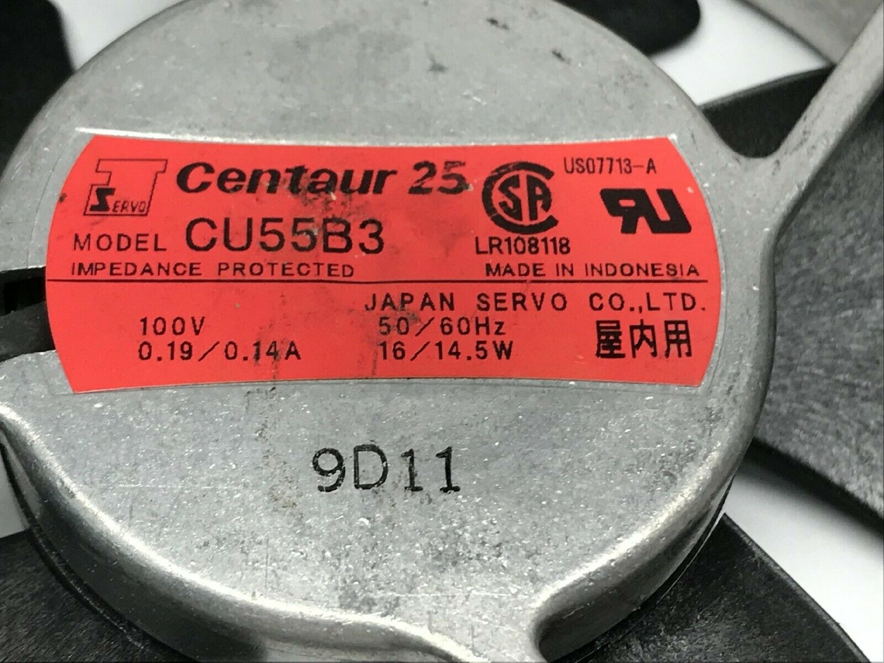 CENTAUR CU55B3 FAN 100VAC .19A 119MM BY 25MM 2WIRE CUT CABLES ALUMINUM & BRACKET