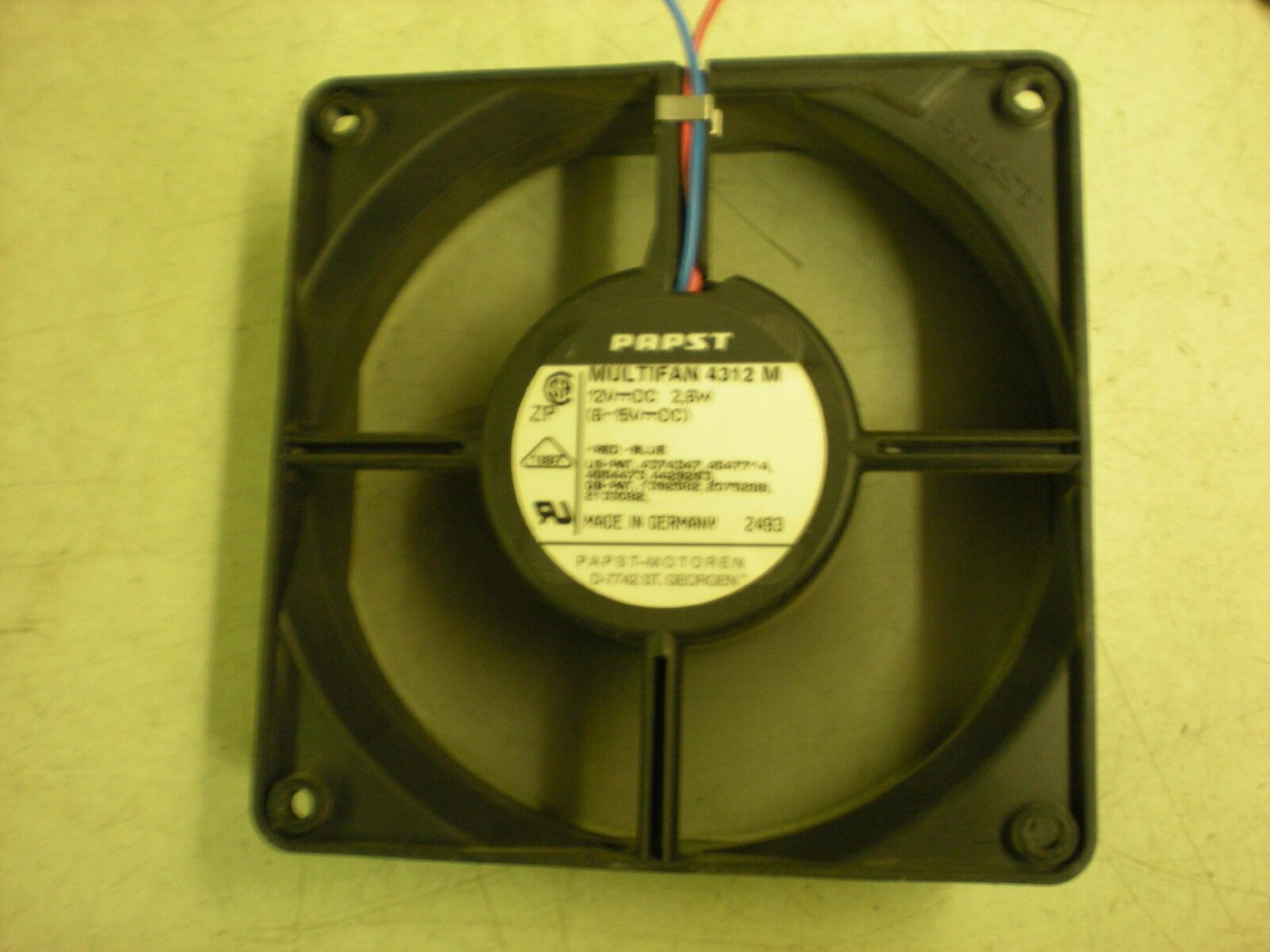 PAPST 4312M FAN 12VDC 2.6W 119MM BY 31MM 2WIRE CABLE WITH 2PIN CONNECTOR