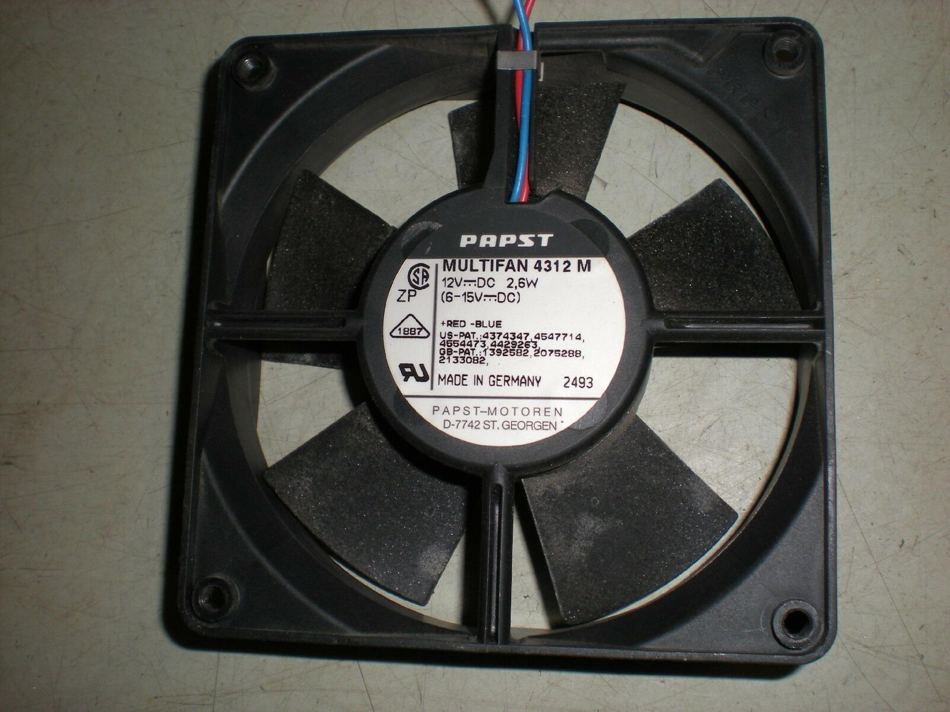 PAPST 4312M FAN 12VDC 2.6W 119MM BY 31MM 2WIRE CABLE WITH 2PIN CONNECTOR