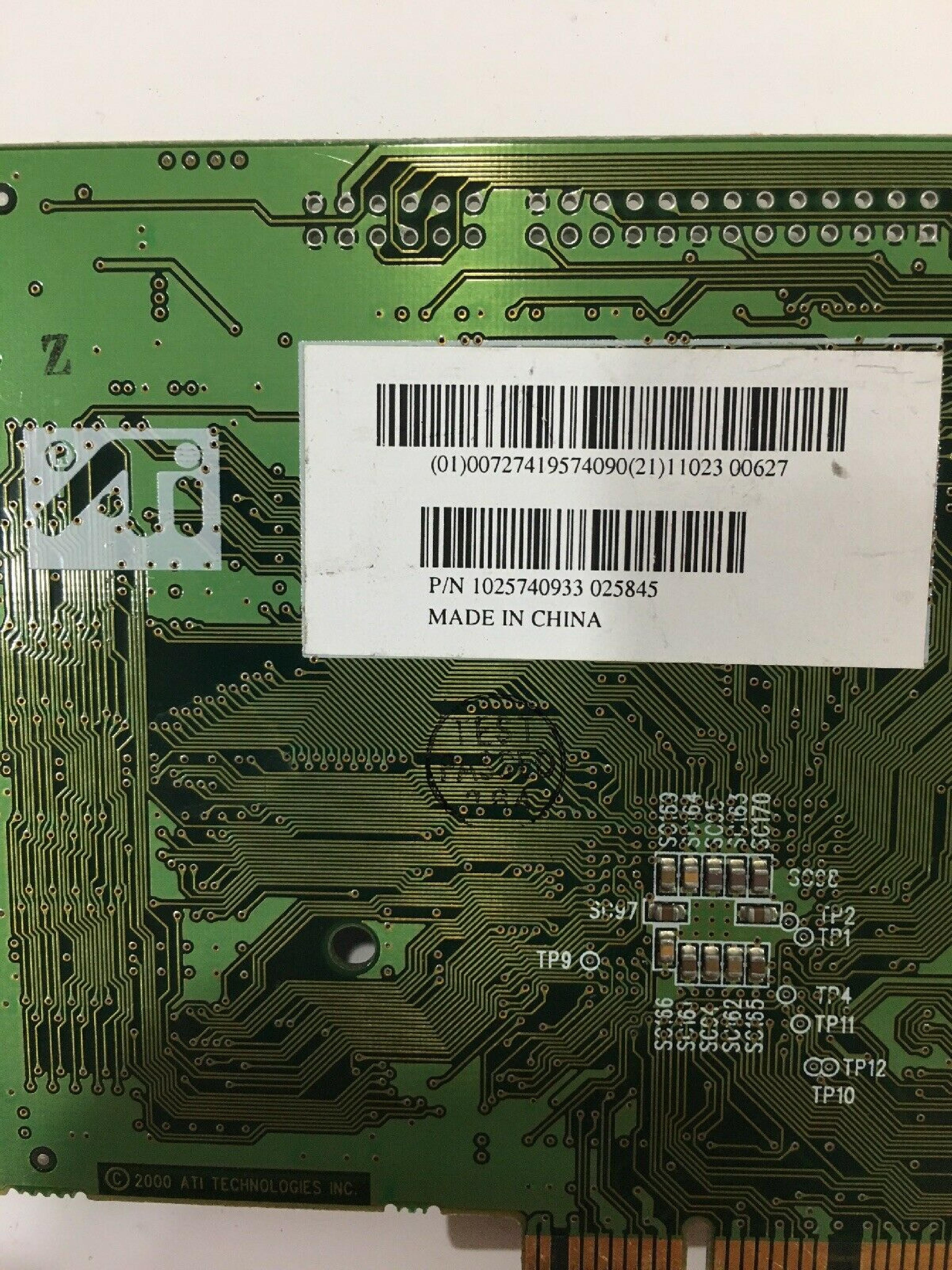 ATI N625 RADEON AGP VGA SVIDEO RCA OUTPUTS