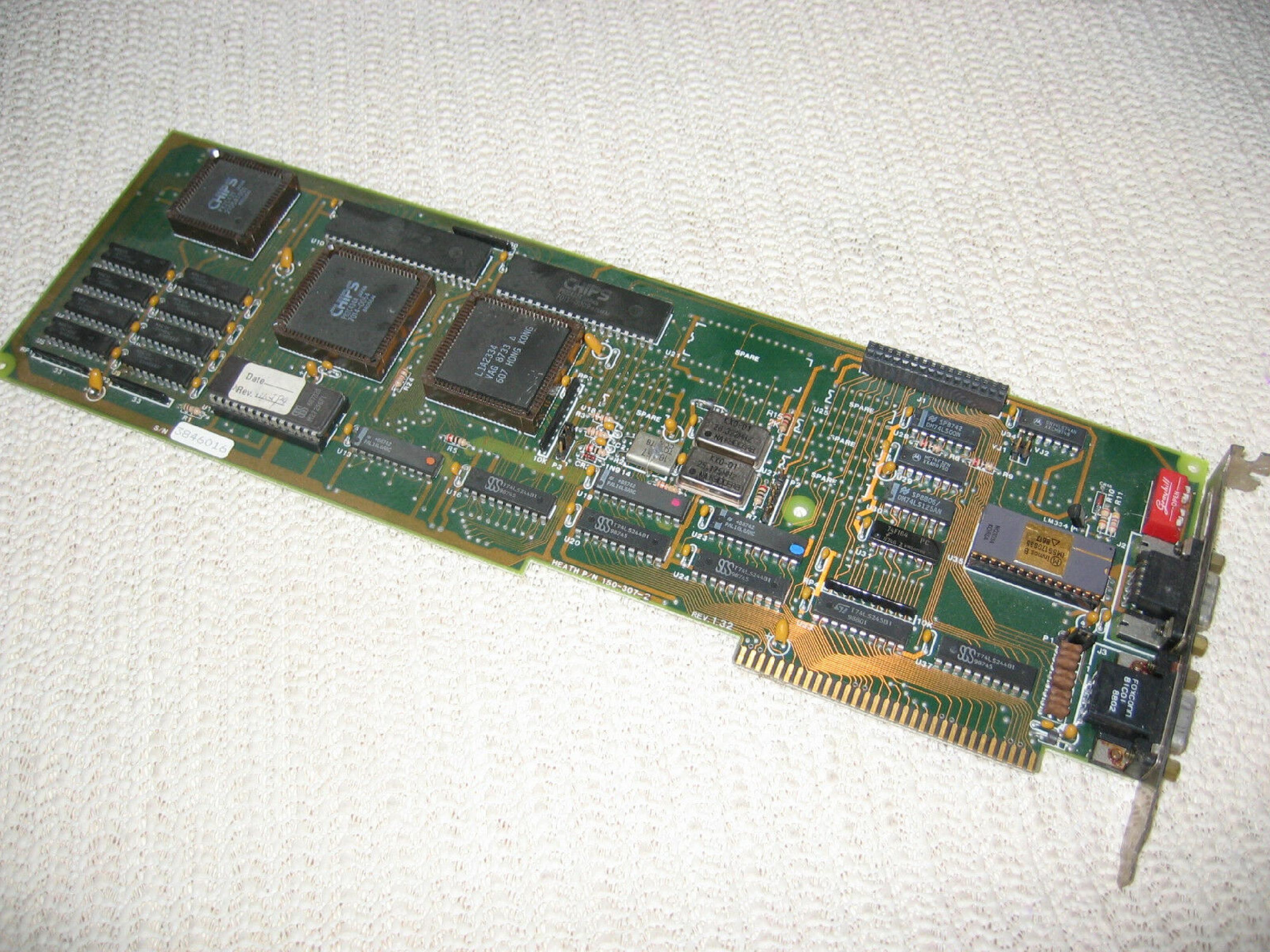 HEATH COMPUTER SYSTEMS 150-307-2 KALEX 3187 CHIPS P82C431 VGA CARD WITH 15PIN AND 9PIN PORTS