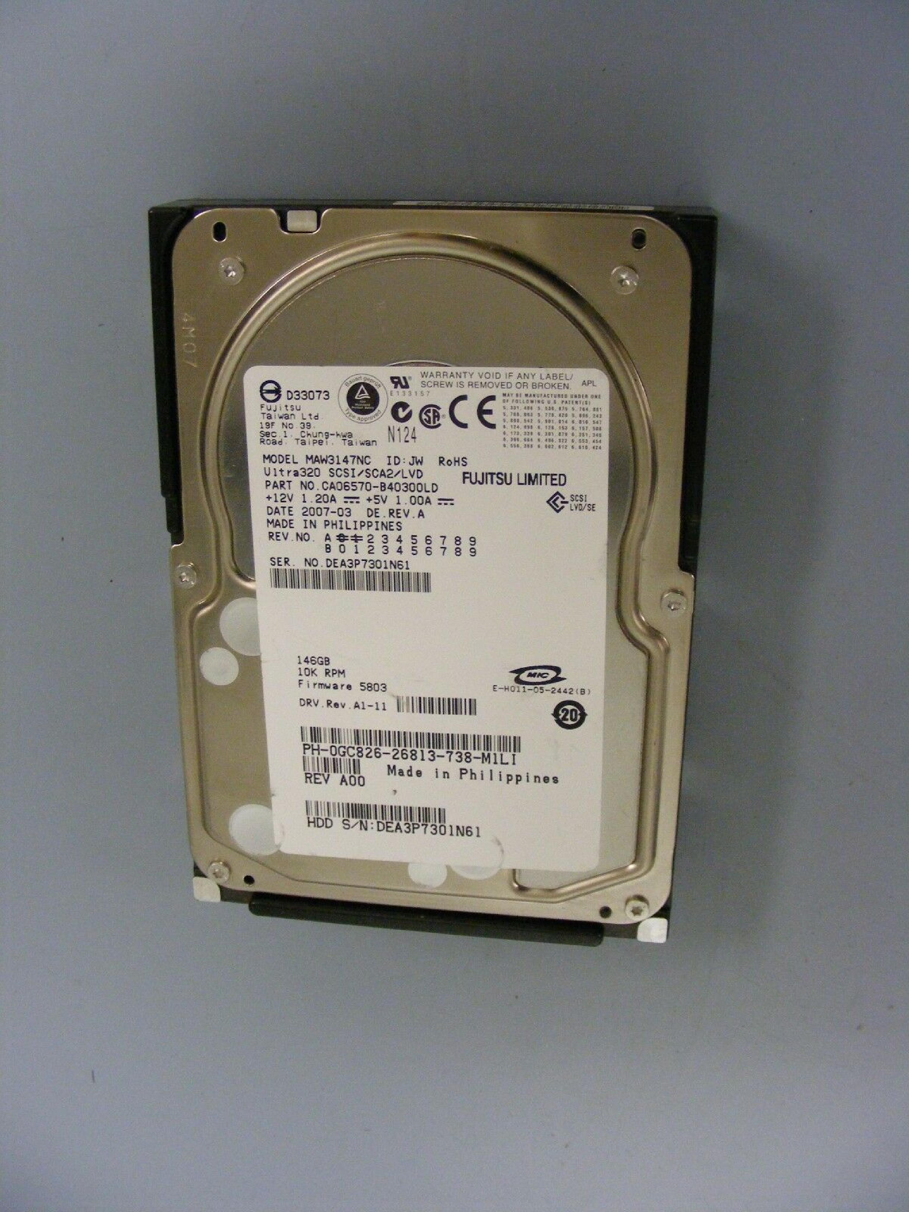 FUJITSU / HEWLETT PACKARD / HP MAS3735NC 73GB 15K RPM U320 SCSI SCA2/LVD/SE 2004-07 2003-03 72.8GB 3.5IN WIDE ULTRA320 FIRMWARE: HPB4 ID: JW DATE: 2004-10 REV. A LVD/SE HPB3 2004-01 DE REV 2003-11 2004-06 2003-10 2004-11 2003-12 DE. FIRMWARE:HPB3 FS DE.REV.