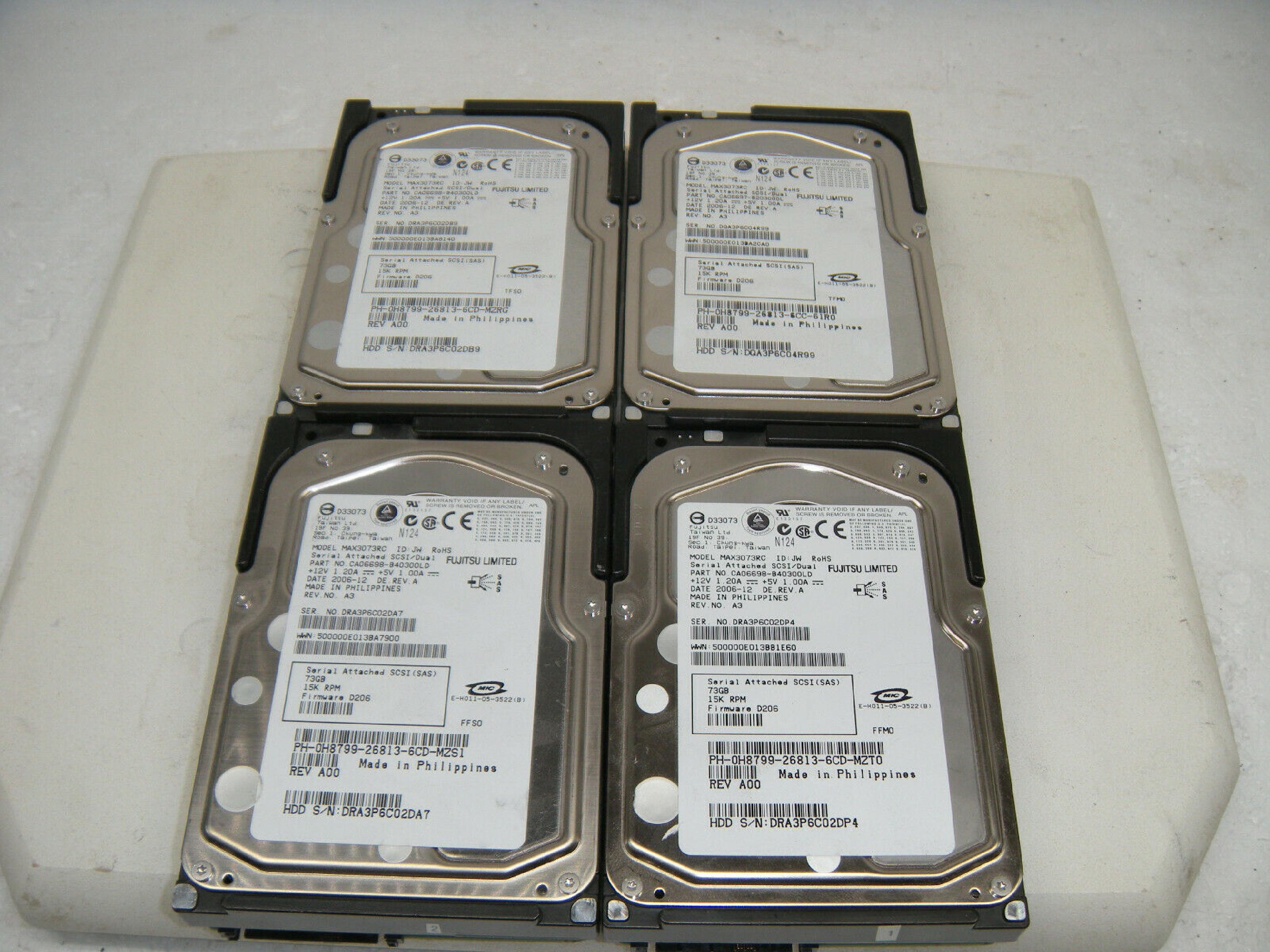 FUJITSU MAX3073RC 73GB 10K RPM SCSI/DUAL FIRMWARE: D206 REV A 2007-03 A3 A00 D207 2007-05 A4 A01