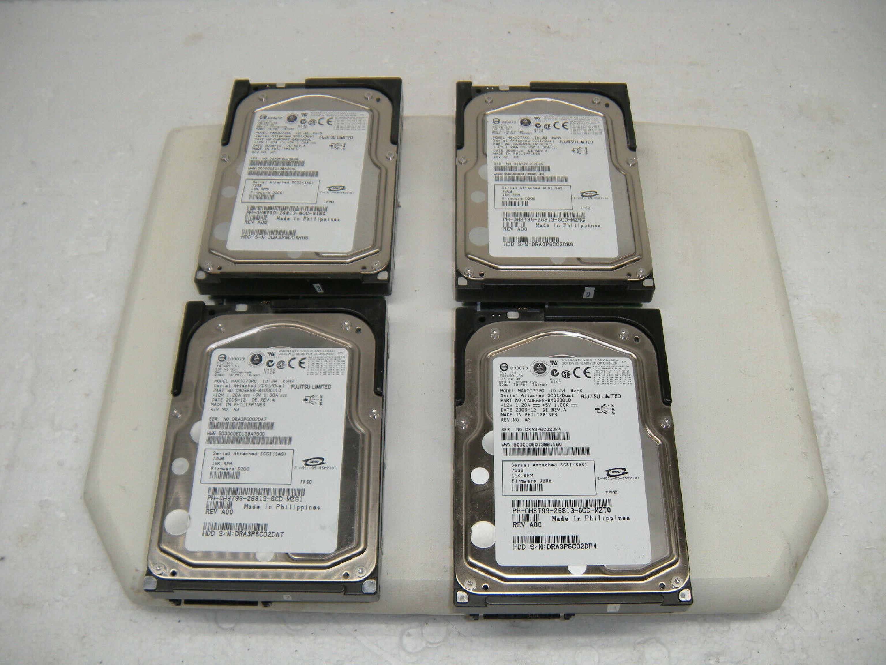 FUJITSU MAX3073RC 73GB 10K RPM SCSI/DUAL FIRMWARE: D206 REV A 2007-03 A3 A00 D207 2007-05 A4 A01