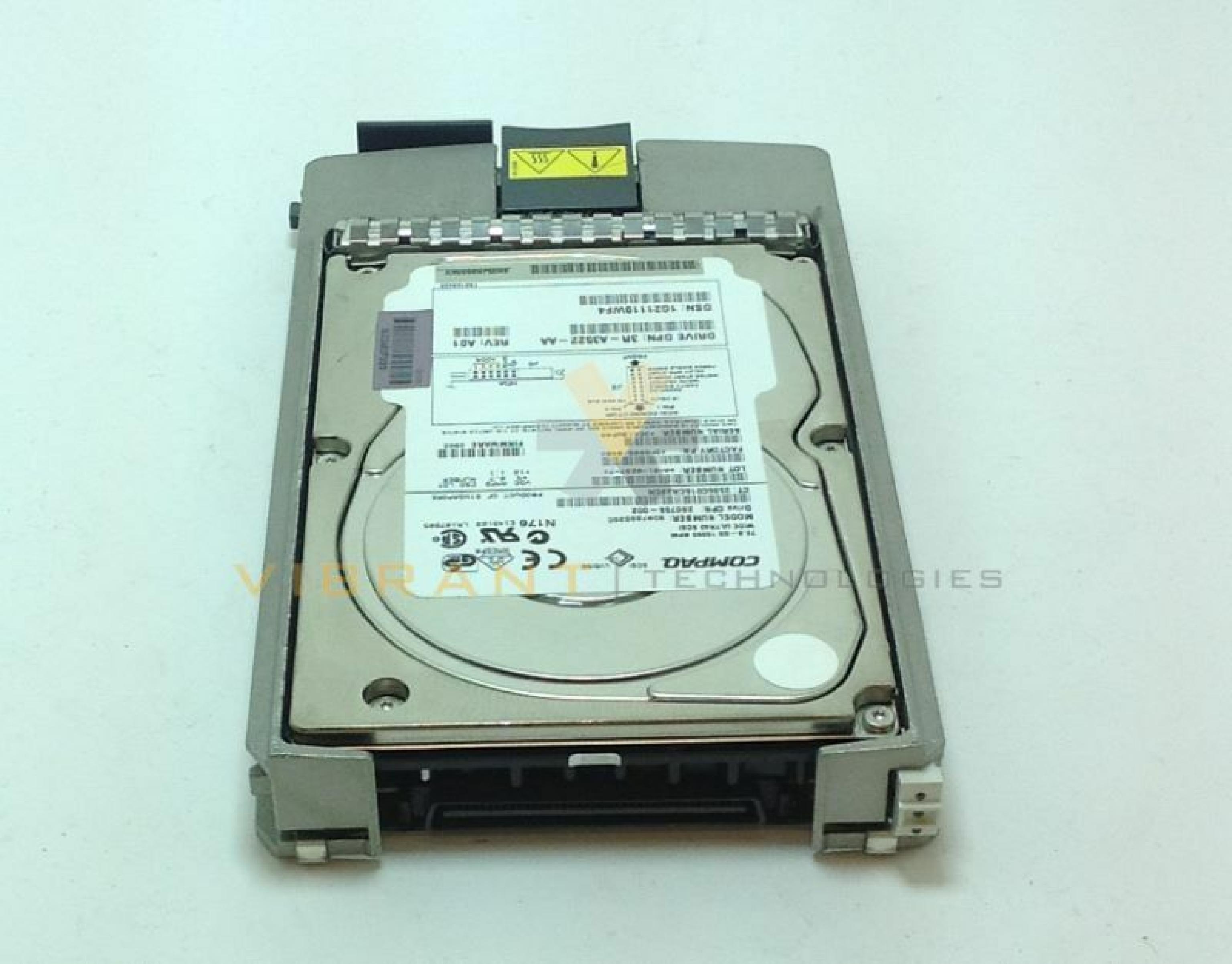 COMPAQ / HEWLETT PACKARD / HP 232432-B22 72.8GB 3.5IN 10K RPM WIDE ULTRA 3 SCSI LVD/SE FIRMWARE: B005 DATE: 2001-09 REV. B ULTRA3 FIRMWARE:3B01 REV: A01