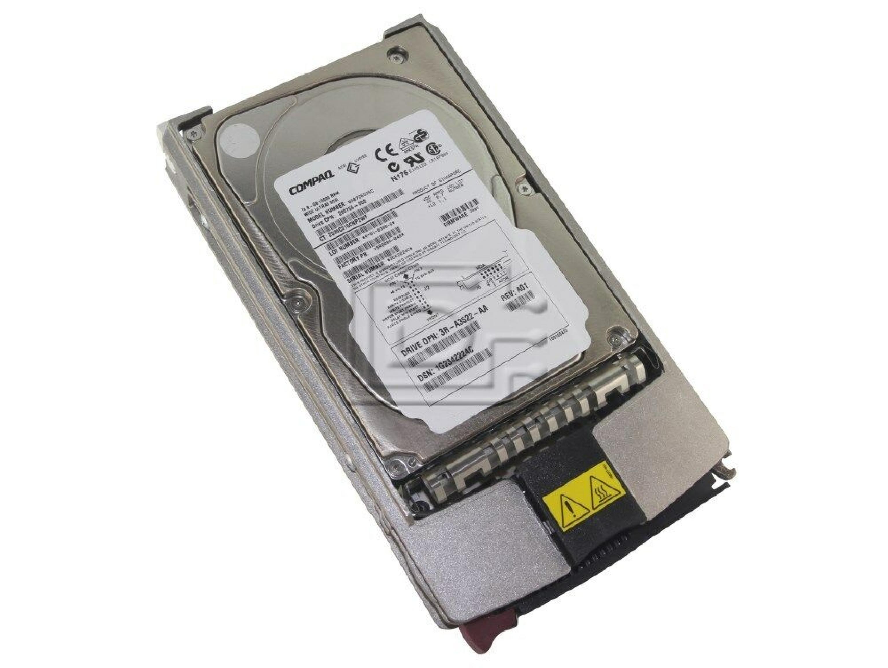 COMPAQ / HEWLETT PACKARD / HP 232432-B22 72.8GB 3.5IN 10K RPM WIDE ULTRA 3 SCSI LVD/SE FIRMWARE: B005 DATE: 2001-09 REV. B ULTRA3 FIRMWARE:3B01 REV: A01