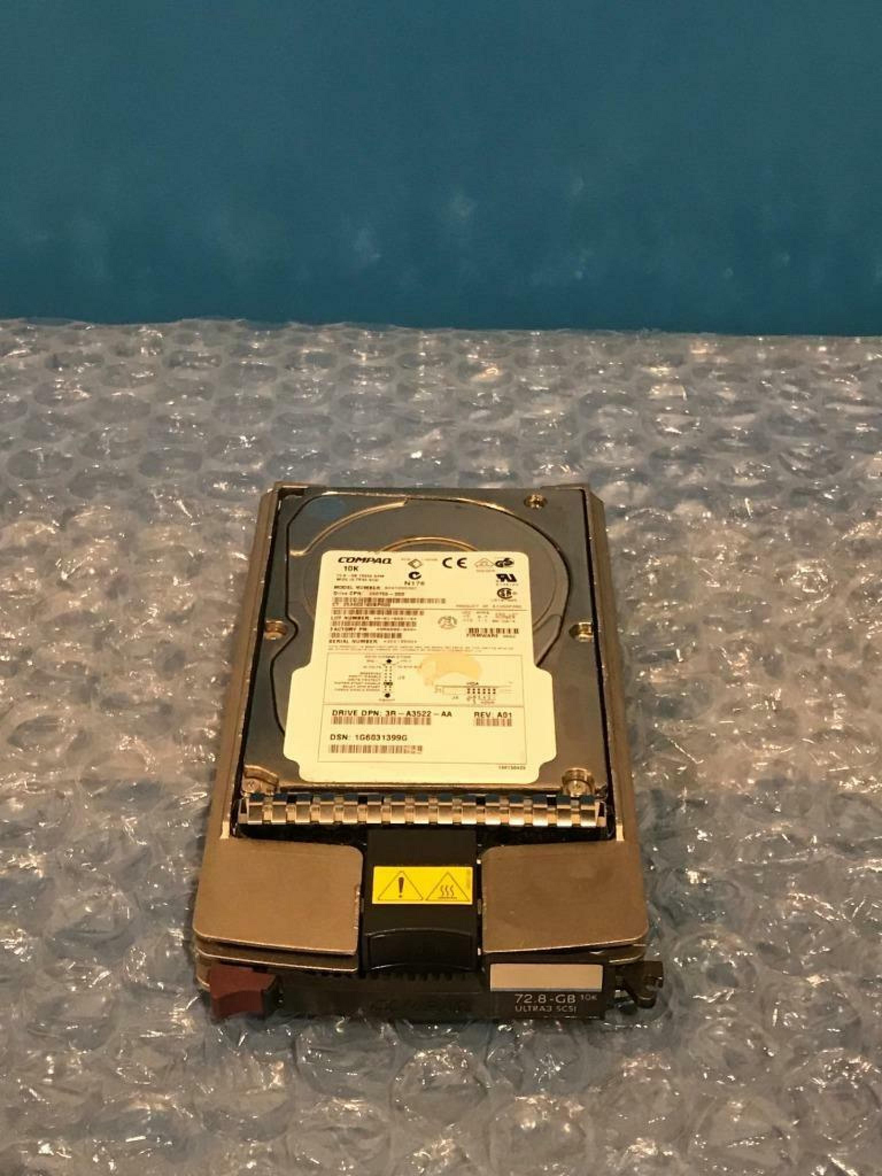 COMPAQ / HEWLETT PACKARD / HP 232432-B22 72.8GB 3.5IN 10K RPM WIDE ULTRA 3 SCSI LVD/SE FIRMWARE: B005 DATE: 2001-09 REV. B ULTRA3 FIRMWARE:3B01 REV: A01