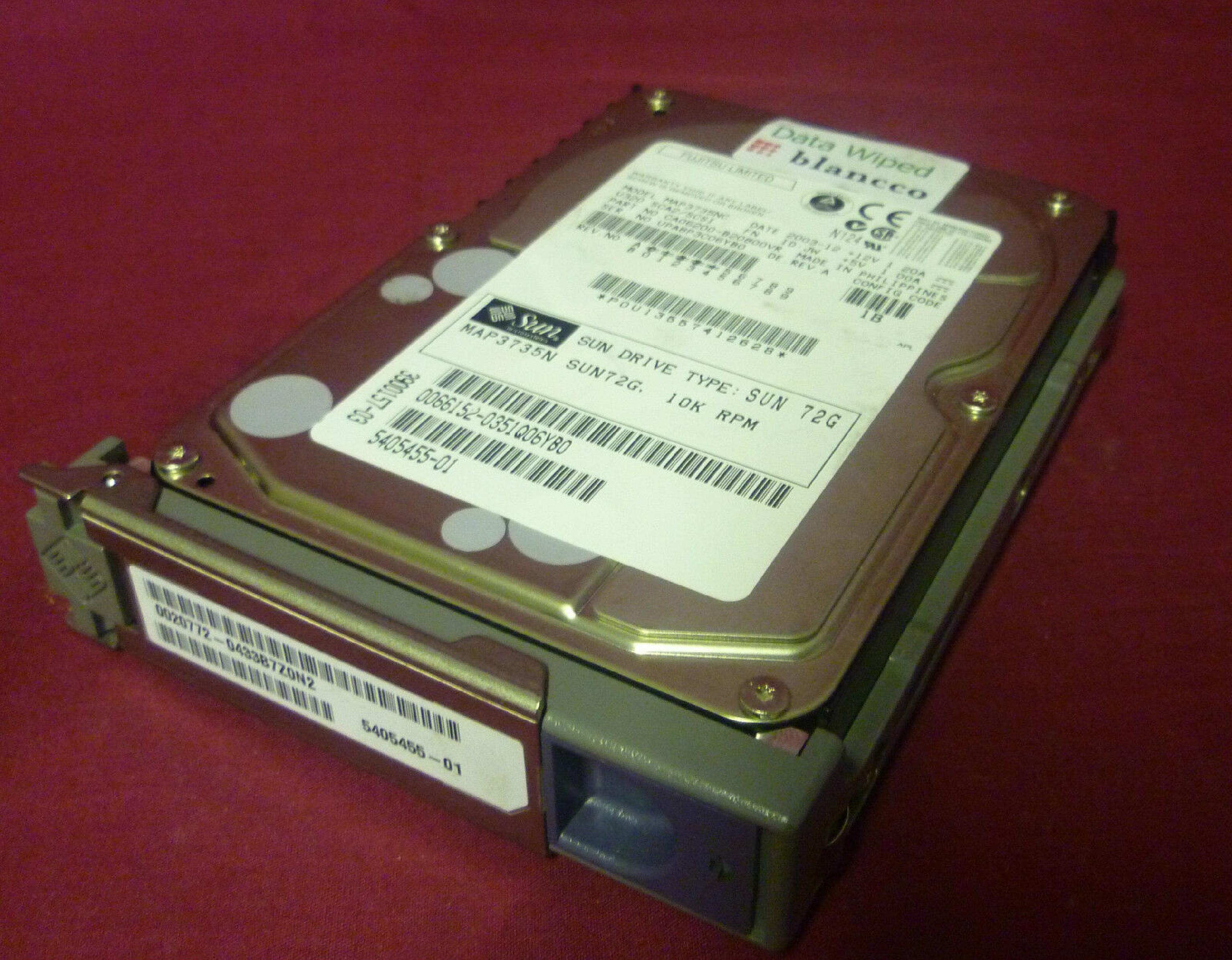 FUJITSU CA06200-B20800VR 72GB 10K RPM 3.5IN U320 SCA2/SCSI DATE: 2003-12 ID: JW REV. A 73GB 2004-01