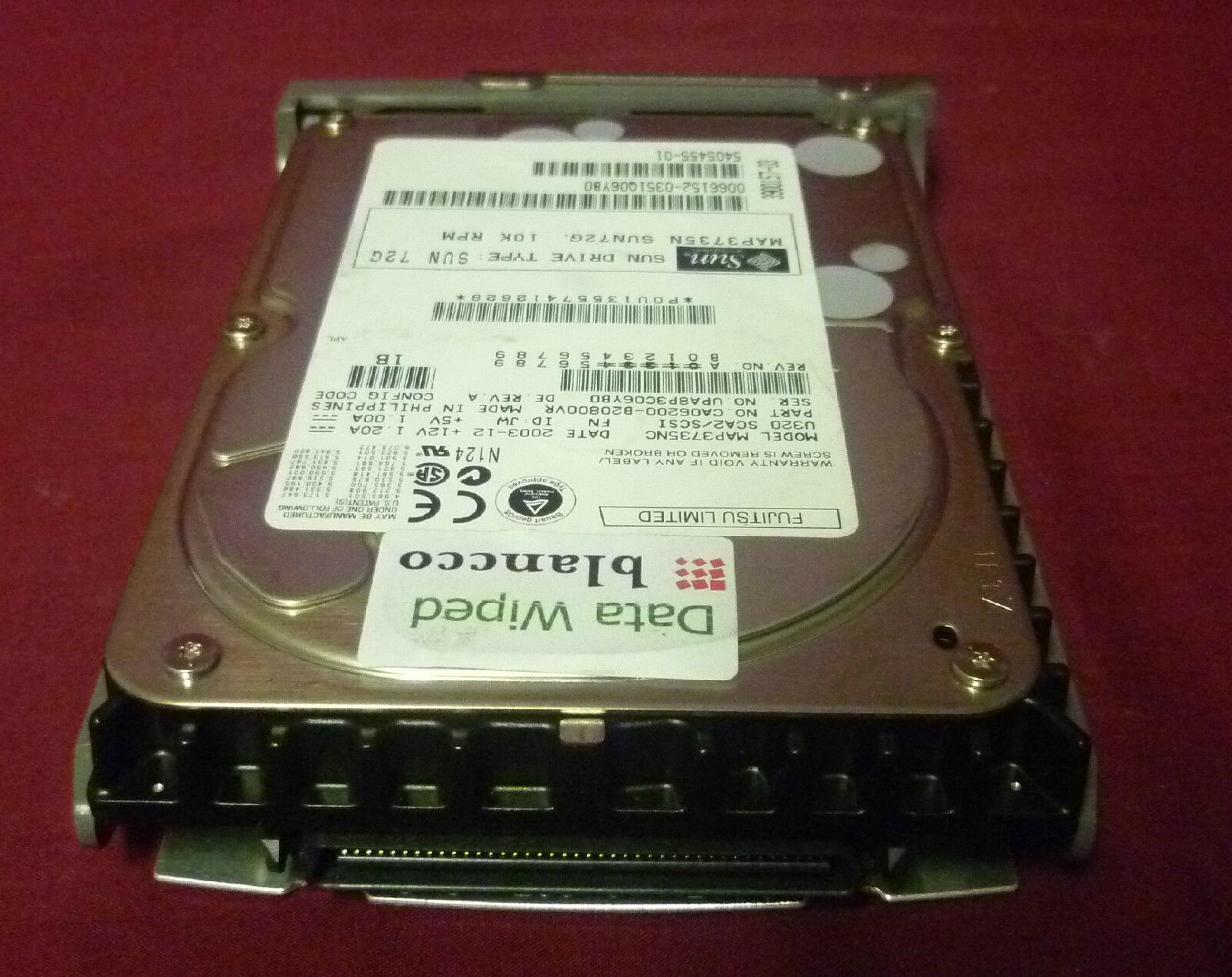 FUJITSU CA06200-B20800VR 72GB 10K RPM 3.5IN U320 SCA2/SCSI DATE: 2003-12 ID: JW REV. A 73GB 2004-01