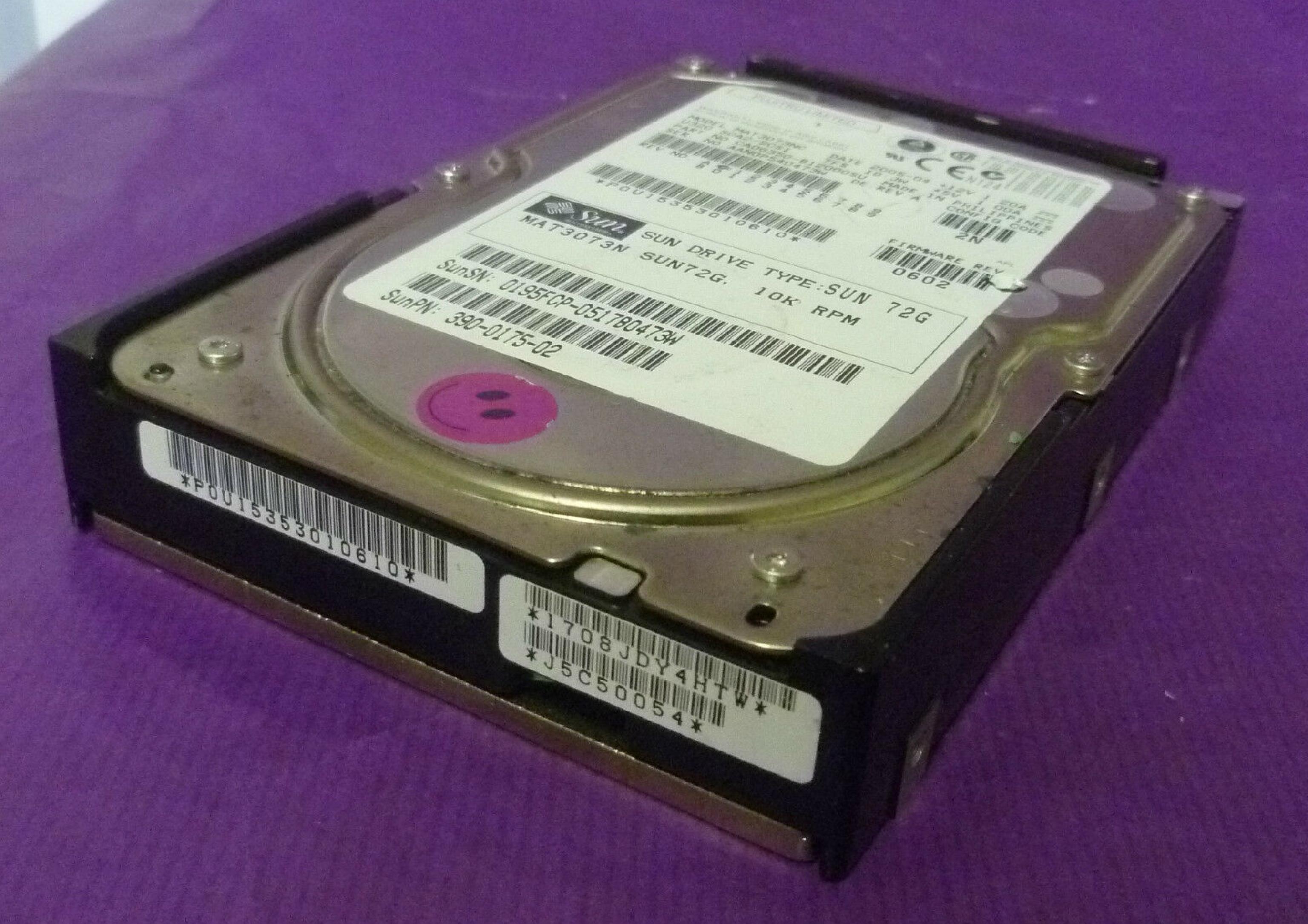 FUJITSU CA06350-B12000SU 73GB 10K RPM 3.5IN U320 SCA2/SCSI ID: JW REV. A FIRMWARE: 0602 DATE 2005-05