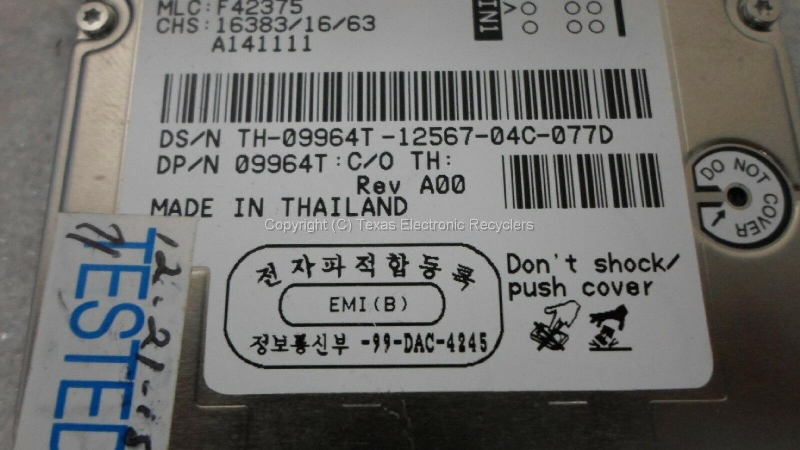 IBM 09964T 12.07GB 2.5IN 4200 RPM TRAVELSTAR ATA/IDE AUG-00 MLC: F80170