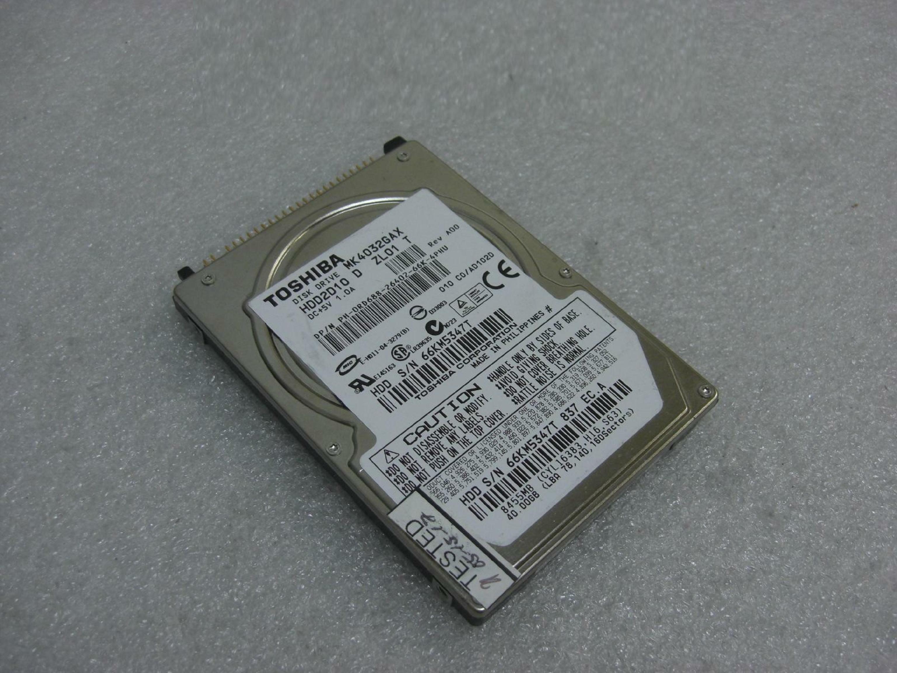 TOSHIBA HDD2D10 20.00GB 2.5IN 5400 RPM ATA/IDE ZR01 HDD