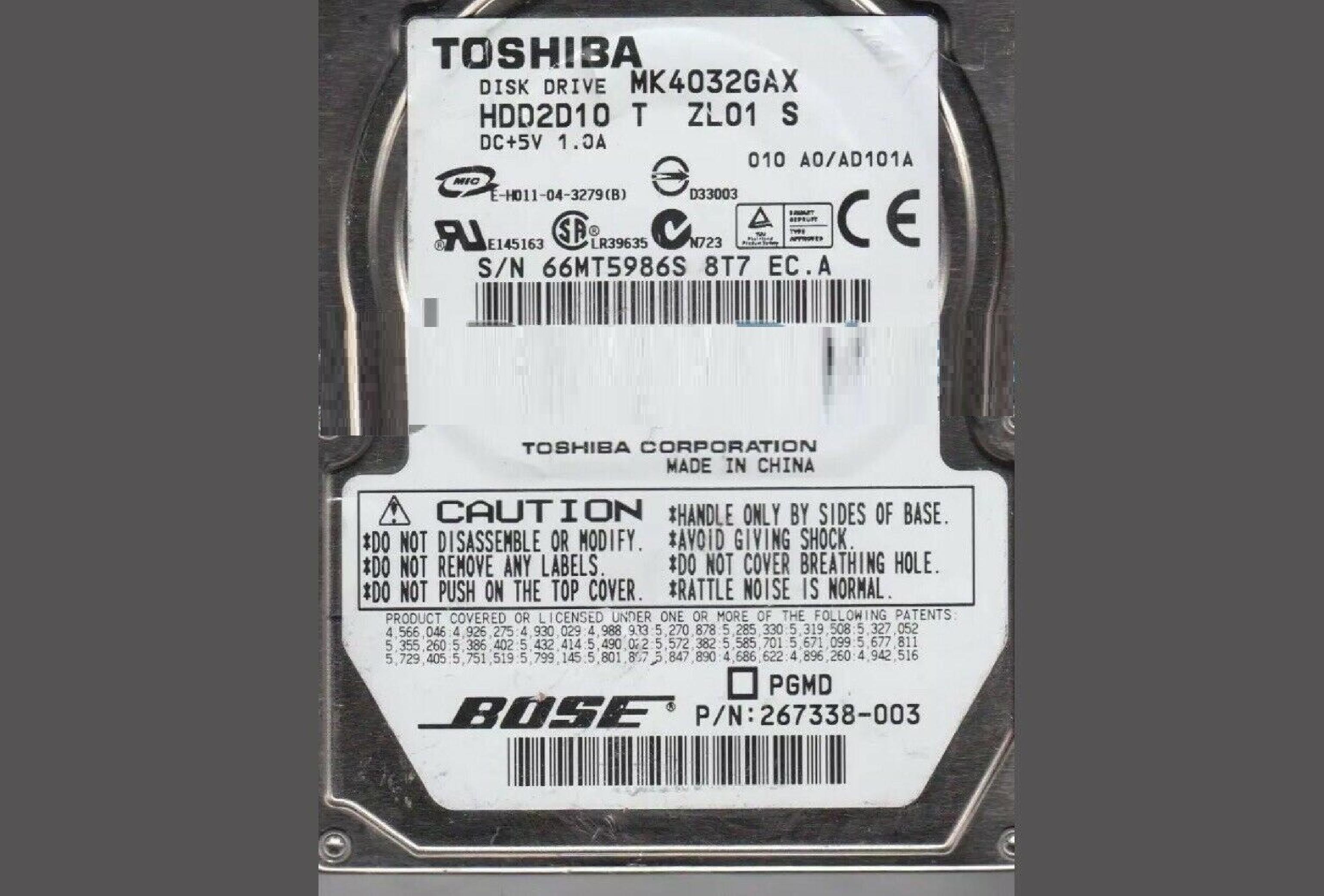 TOSHIBA HDD2D10 20.00GB 2.5IN 5400 RPM ATA/IDE ZR01 HDD