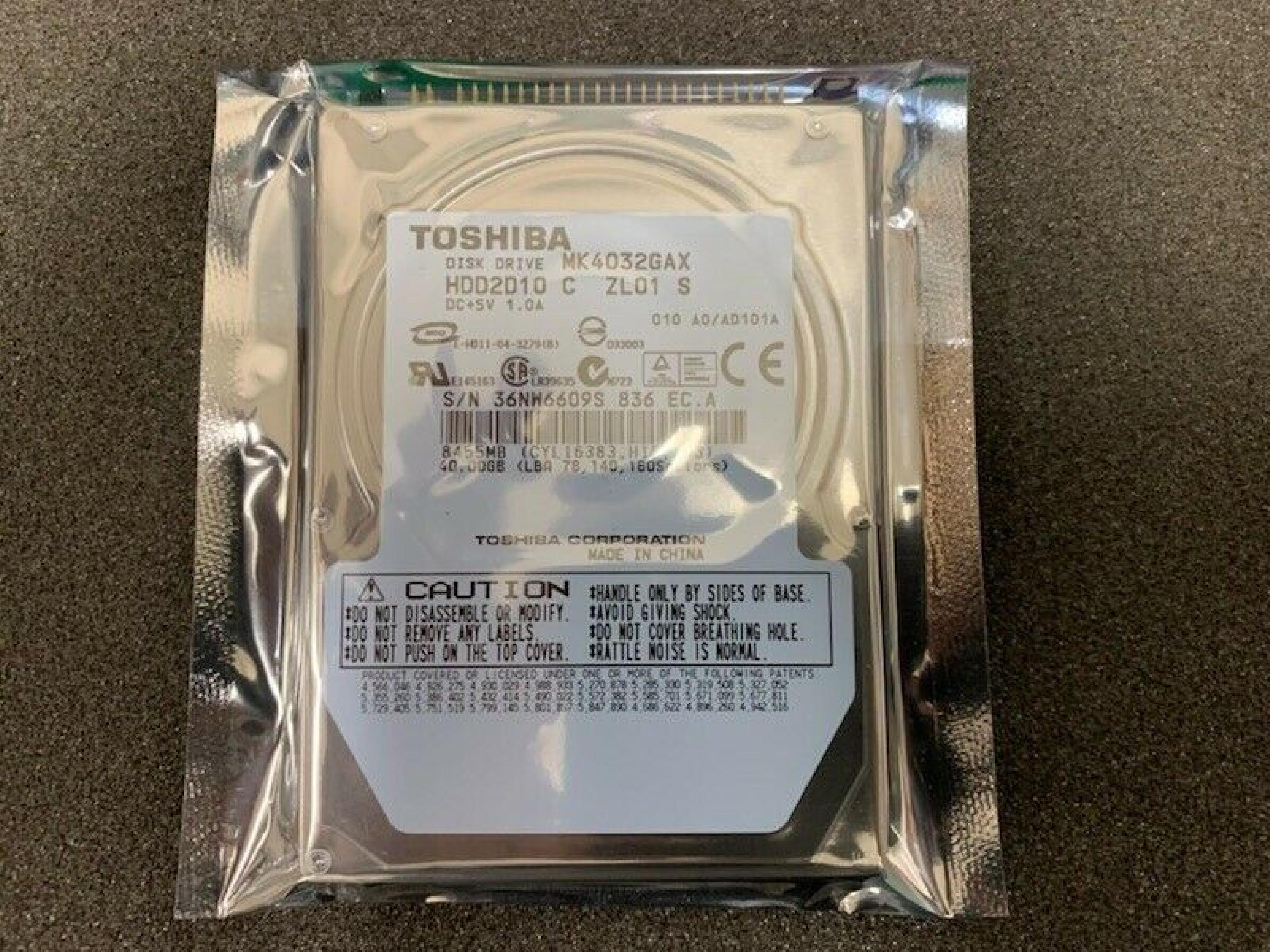 TOSHIBA MK4032GAX 20.00GB 2.5IN 5400 RPM ATA/IDE ZR01 HDD