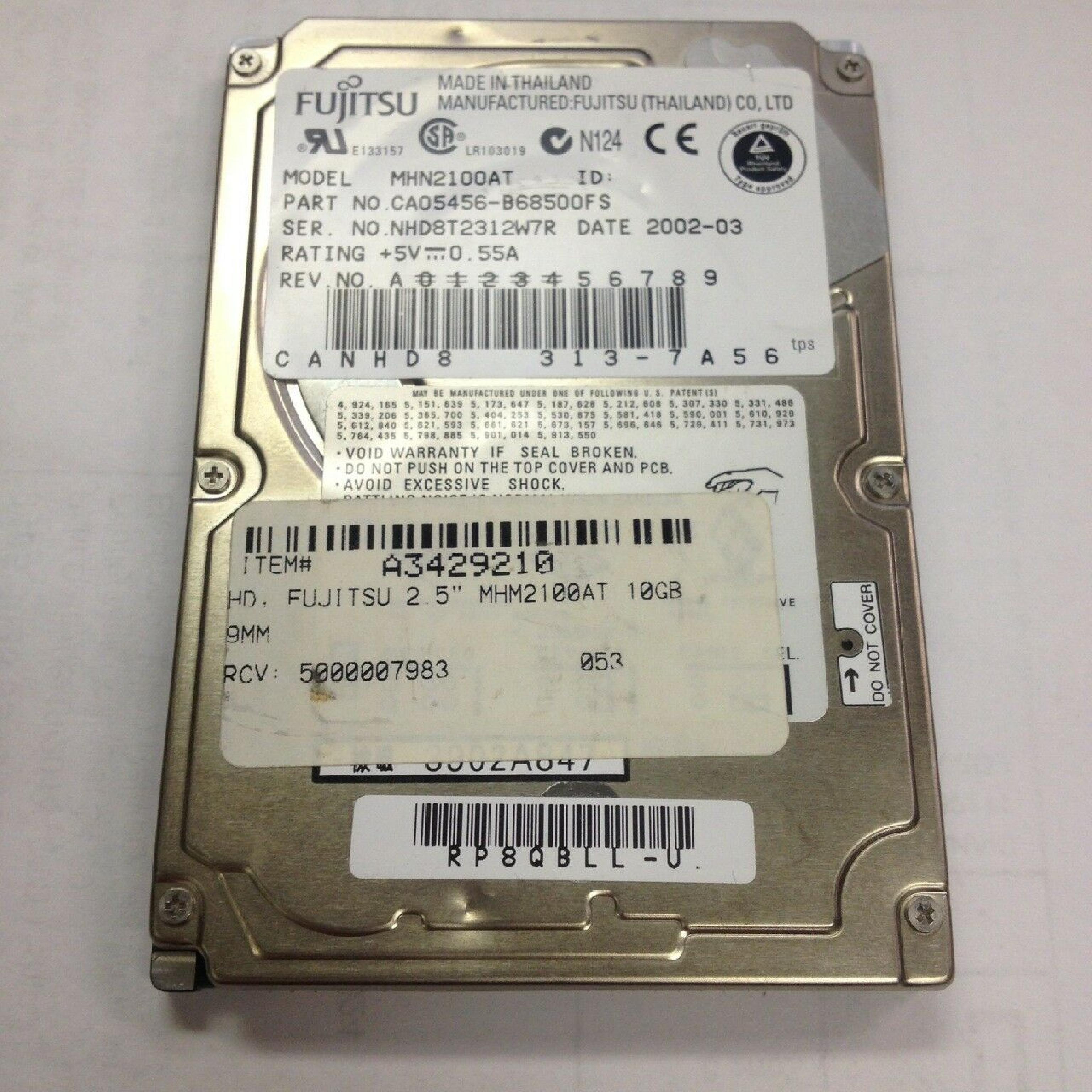 FUJITSU MHM2100AT 10GB 2.5IN 4200 RPM ATA/IDE 2001-01 ID: HFIN